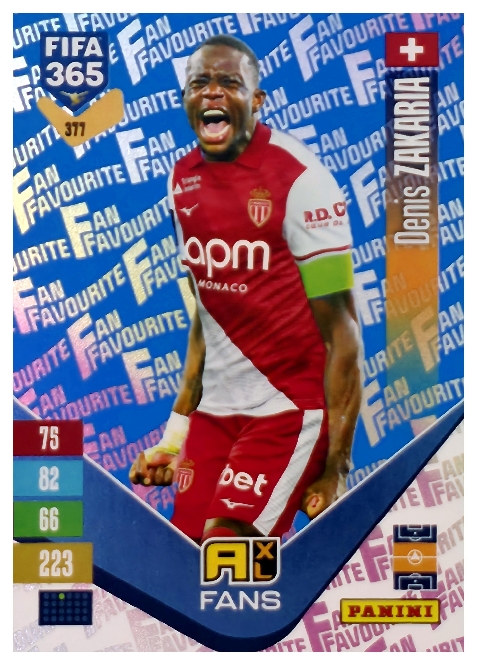 Denis Zakaria - Panini Adrenalyn XL FIFA 365 Fan Favourites 2026-27, Nr. 377 – Blue, Insert (Art.-Nr. SG110565)