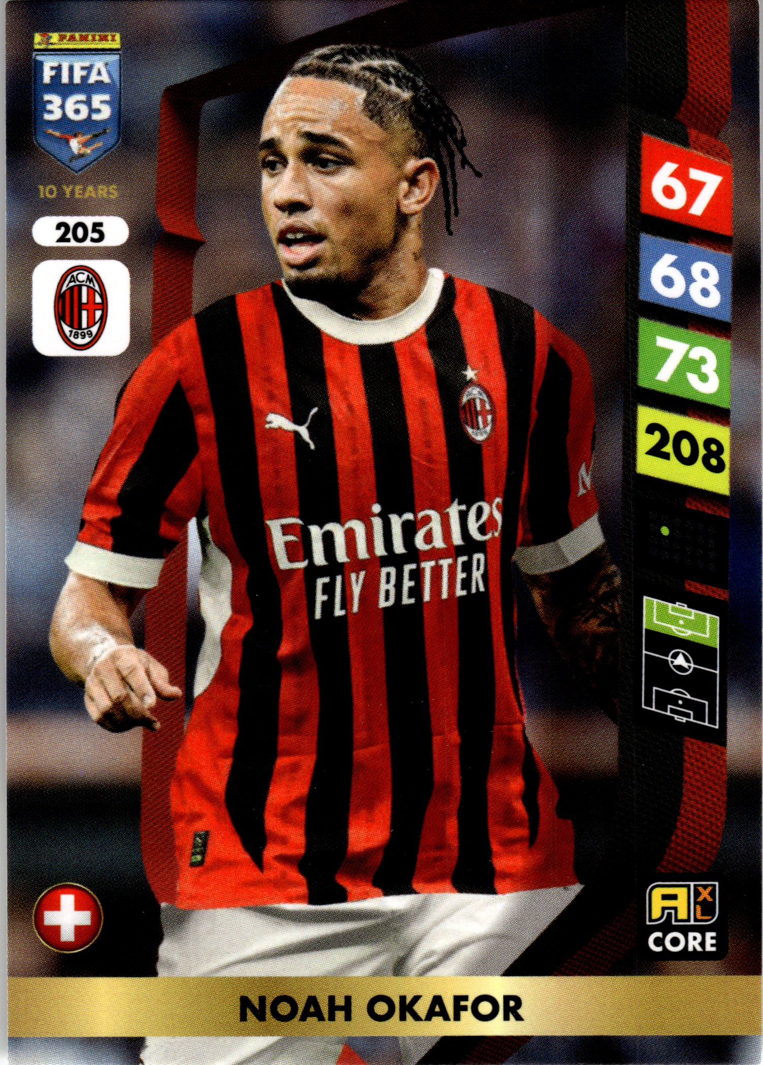 Noah Okafor - Panini Adrenalyn XL FIFA 365 Base Set 2025, Nr. 205 (Art.-Nr. SG107724)