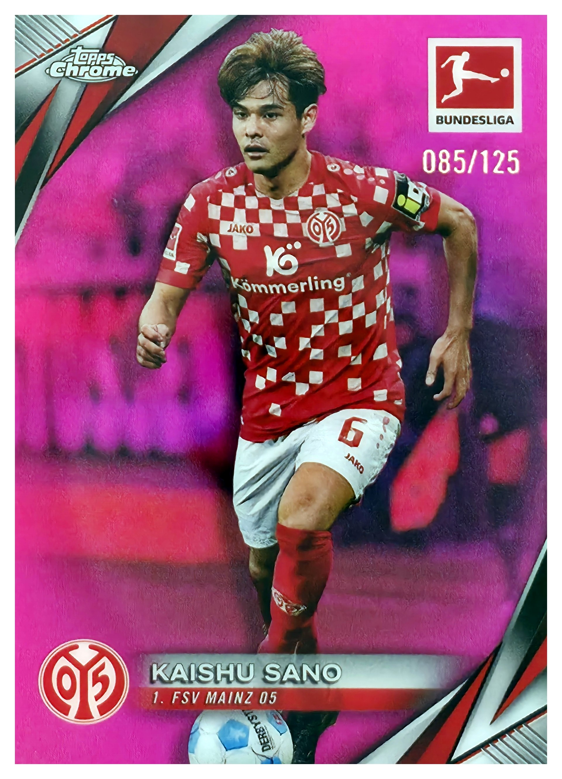 Kaishu Sano - Topps Chrome Bundesliga Base Set 2024-25, Nr. 69 – Nummeriert, Magenta Refractor (Art.-Nr. SG108709)