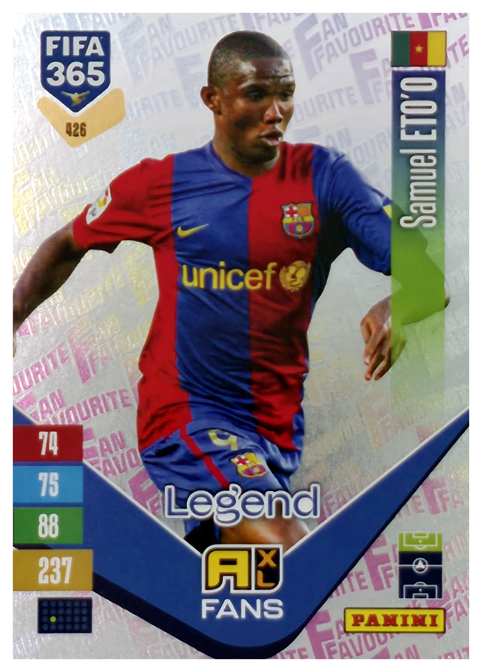 Samuel Eto'o - Panini Adrenalyn XL FIFA 365 Fan Favourites 2026-27, Nr. 426 – Insert (Art.-Nr. SG110534)