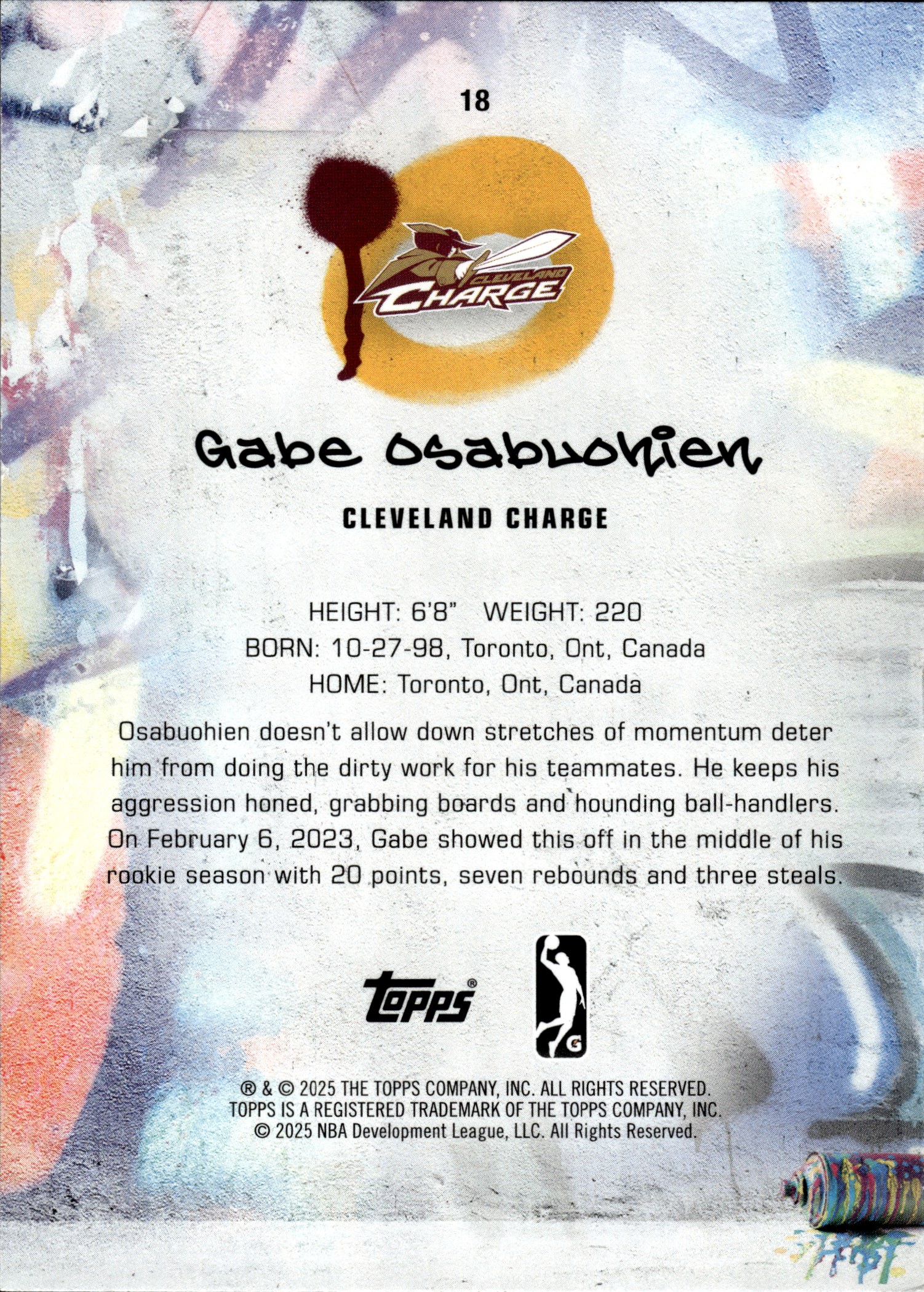 Gabe Osabuohien - Topps G League Base Set 2024-25, Nr. 18