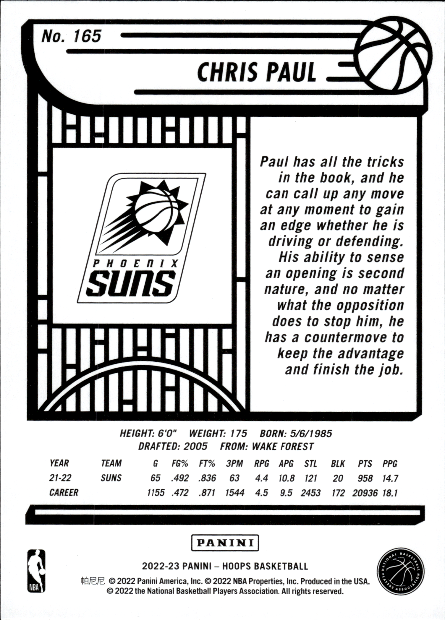 Chris Paul - Panini Hoops Base Set 2022-23, Nr. 165