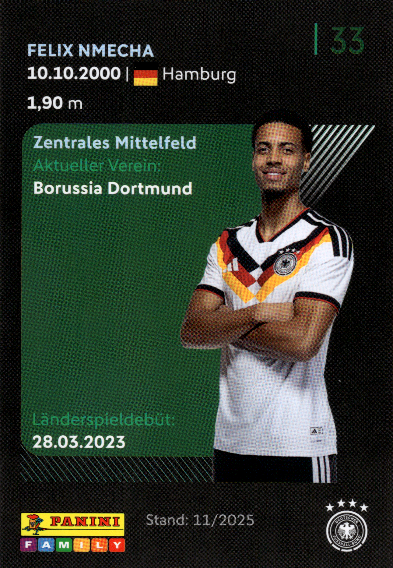 Felix Nmecha - Panini FIFA World Cup DFB-Sammelkarten 2026, Nr. 33