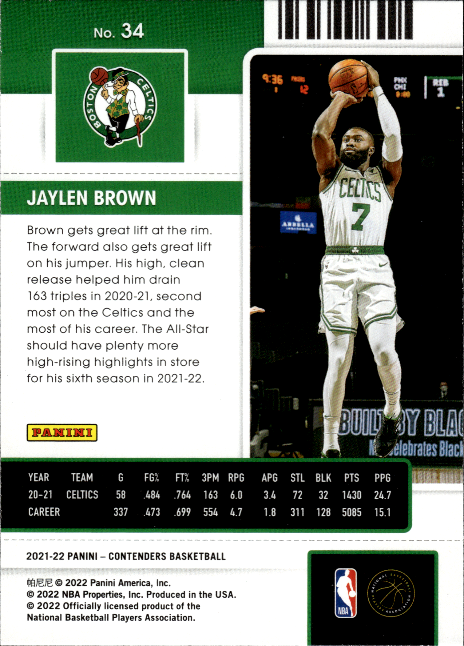 Jaylen Brown - Panini Contenders Season Ticket 2021-22, Nr. 34