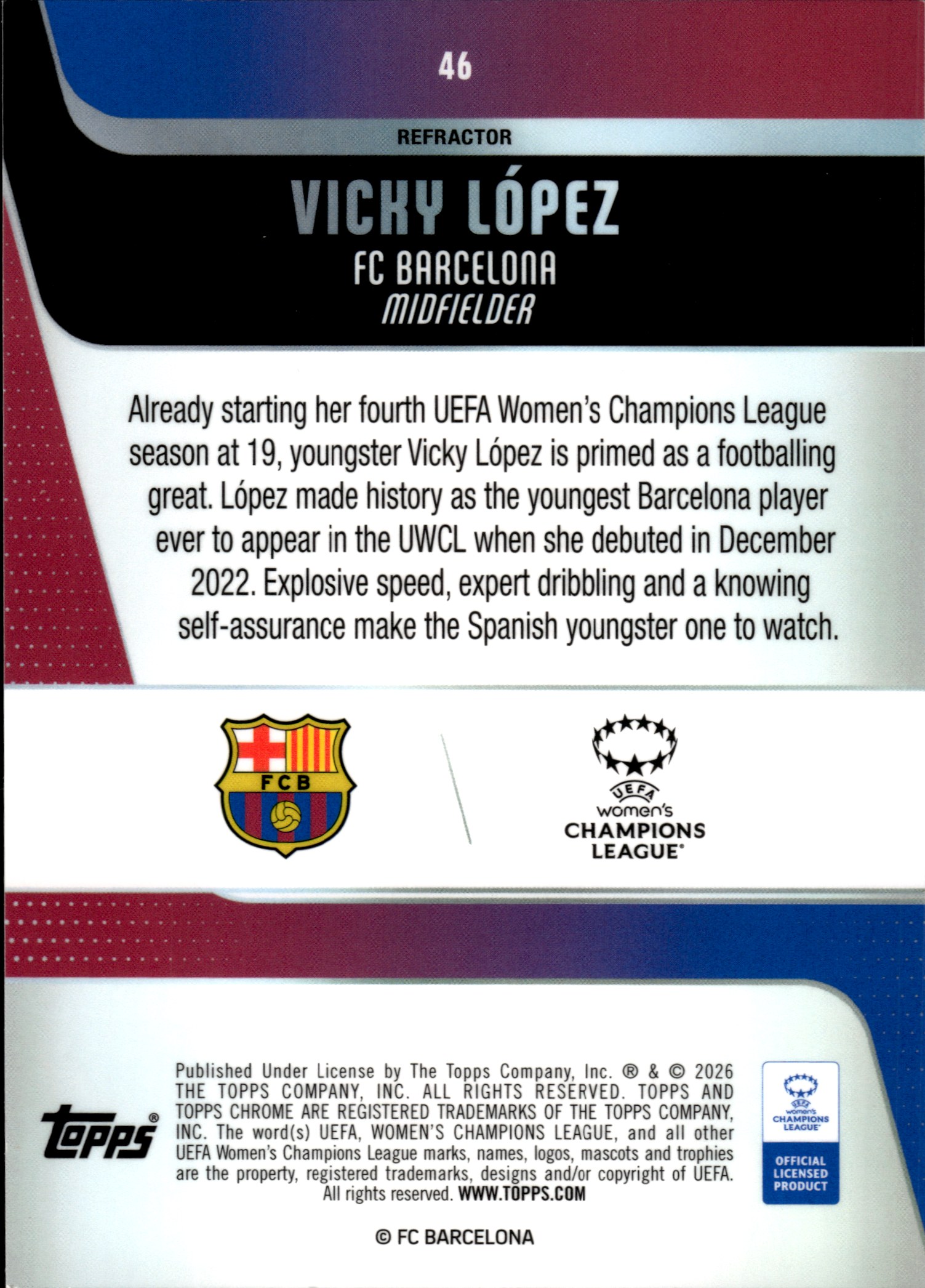 Vicky López - Topps Chrome UEFA Women's Champions League Base Set 2025-26, Nr. 46 – Refractor