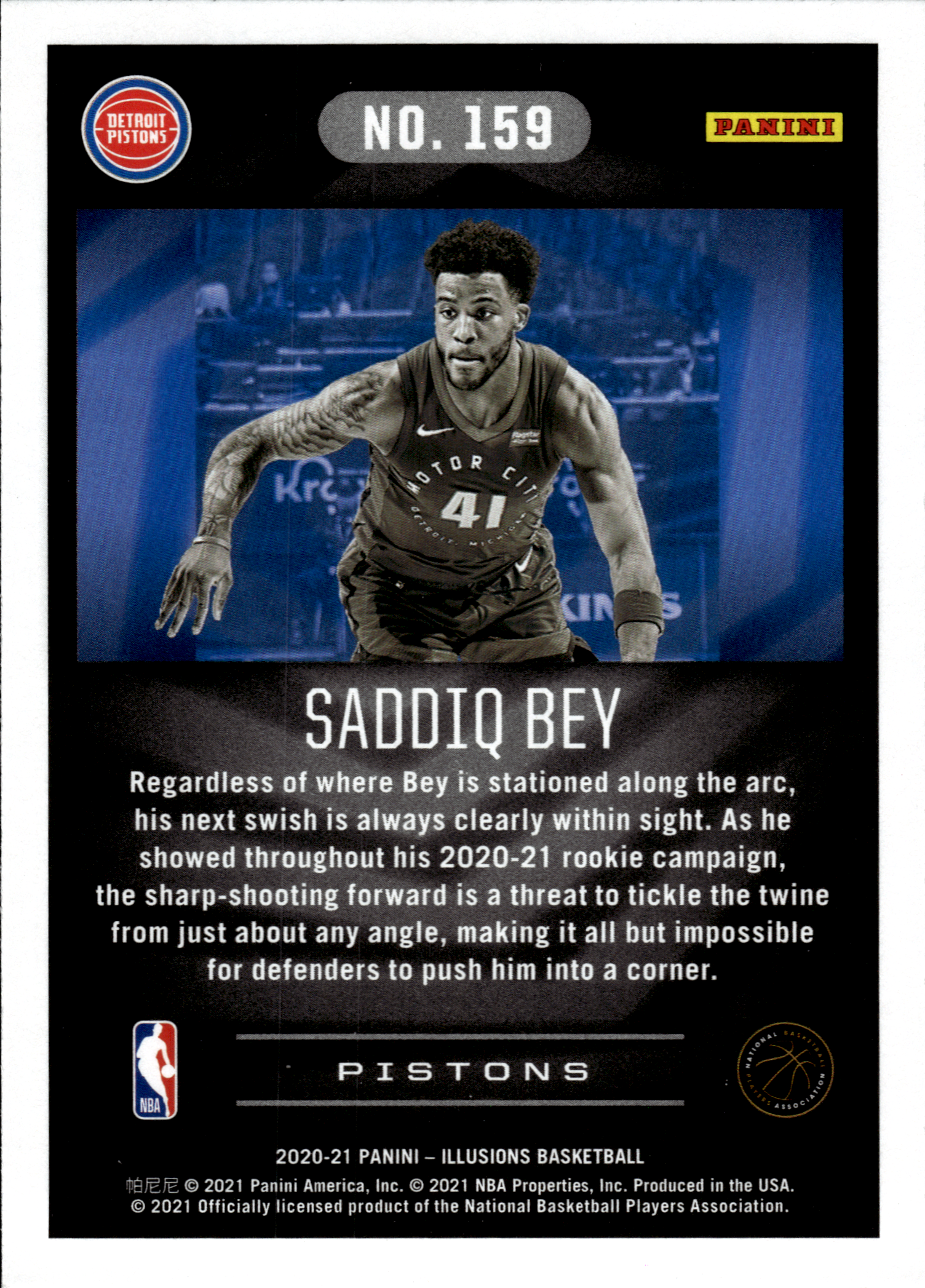 Saddiq Bey - Panini Illusions Base Set 2020-21, Nr. 159 – Rookie Card