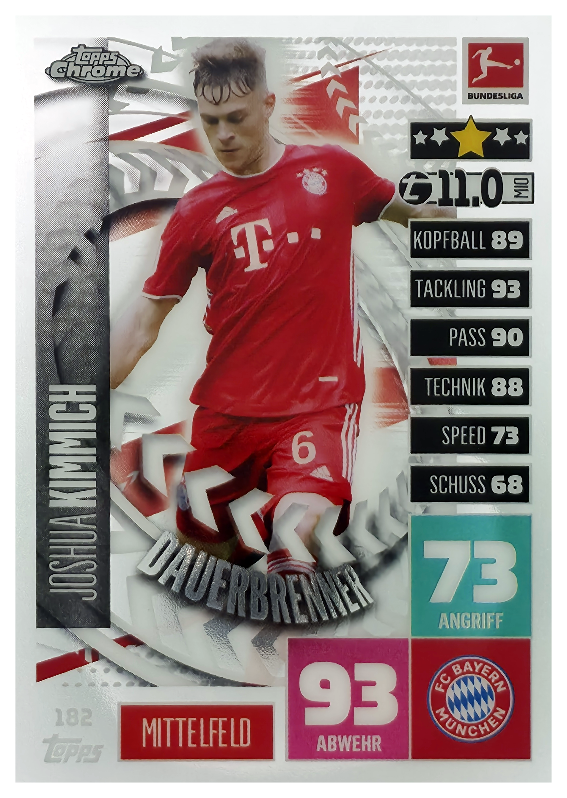 Joshua Kimmich - Topps Chrome Match Attax Bundesliga Dauerbrenner 2020-21, Nr. 182 (Art.-Nr. SG106424)