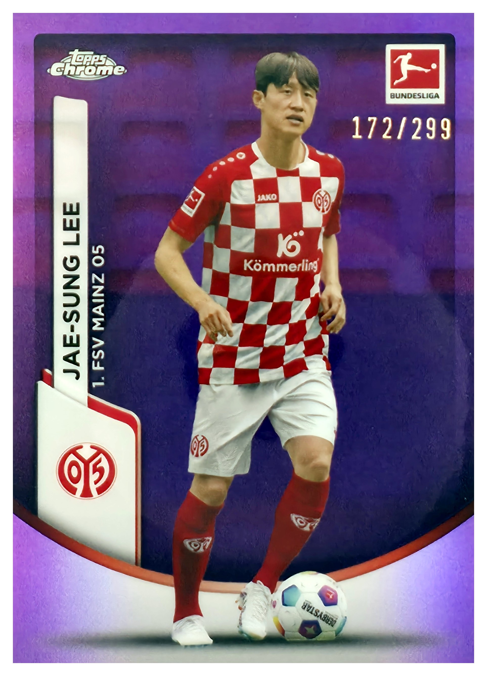 Jae-Sung Lee - Topps Chrome Bundesliga Base Set 2023-24, Nr. 72 – Nummeriert, Purple Refractor (Art.-Nr. SG108713)