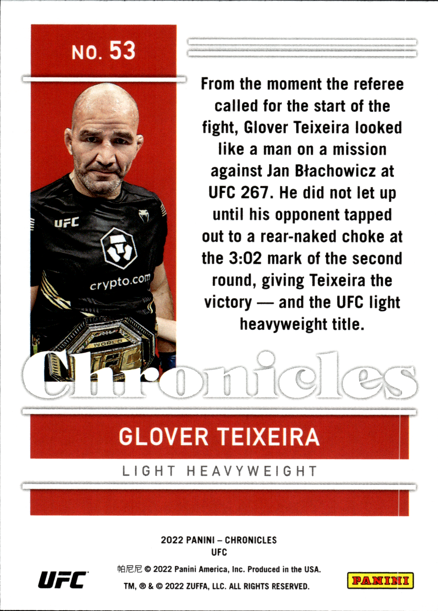 Glover Teixeira - Panini Chronicles UFC Base Set 2022, Nr. 53