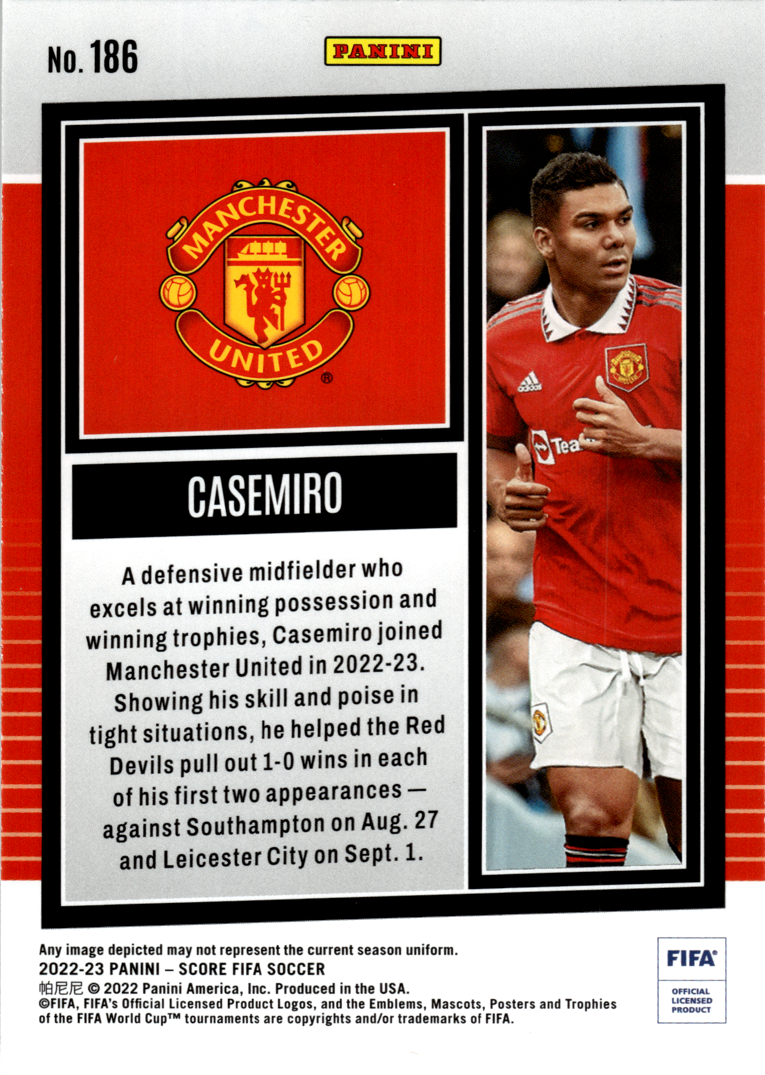 Casemiro - Panini Score FIFA Soccer 2022-23, Nr. 186