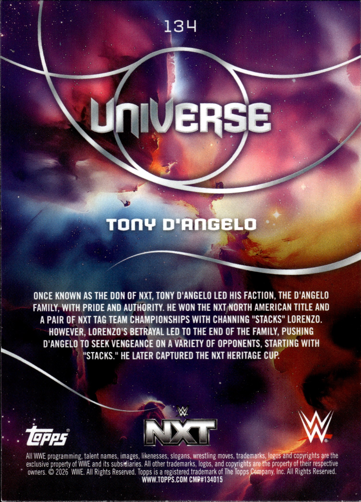 Tony D'Angelo - Topps WWE Universe Base Set 2026, Nr. 134