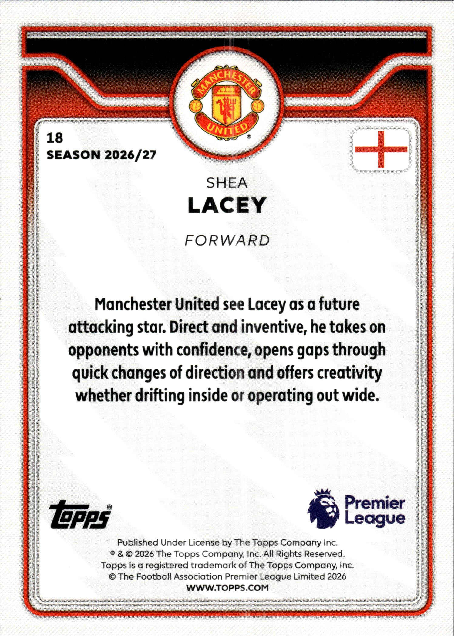Shea Lacey - Topps Flagship Premier League Future Stars 2026-27, Nr. 18