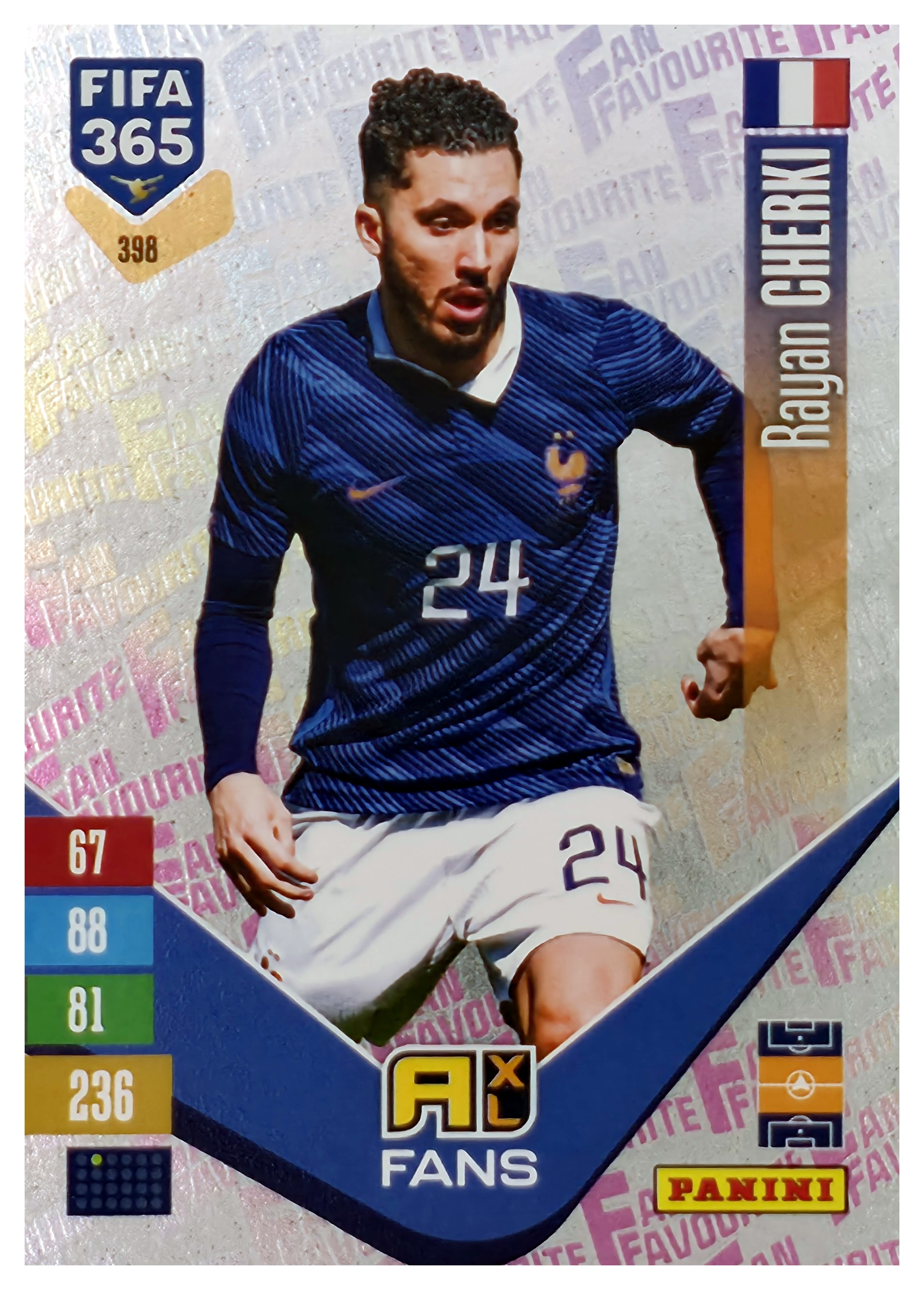 Rayan Cherki - Panini Adrenalyn XL FIFA 365 Fan Favourites 2026-27, Nr. 398 – Insert (Art.-Nr. SG110498)