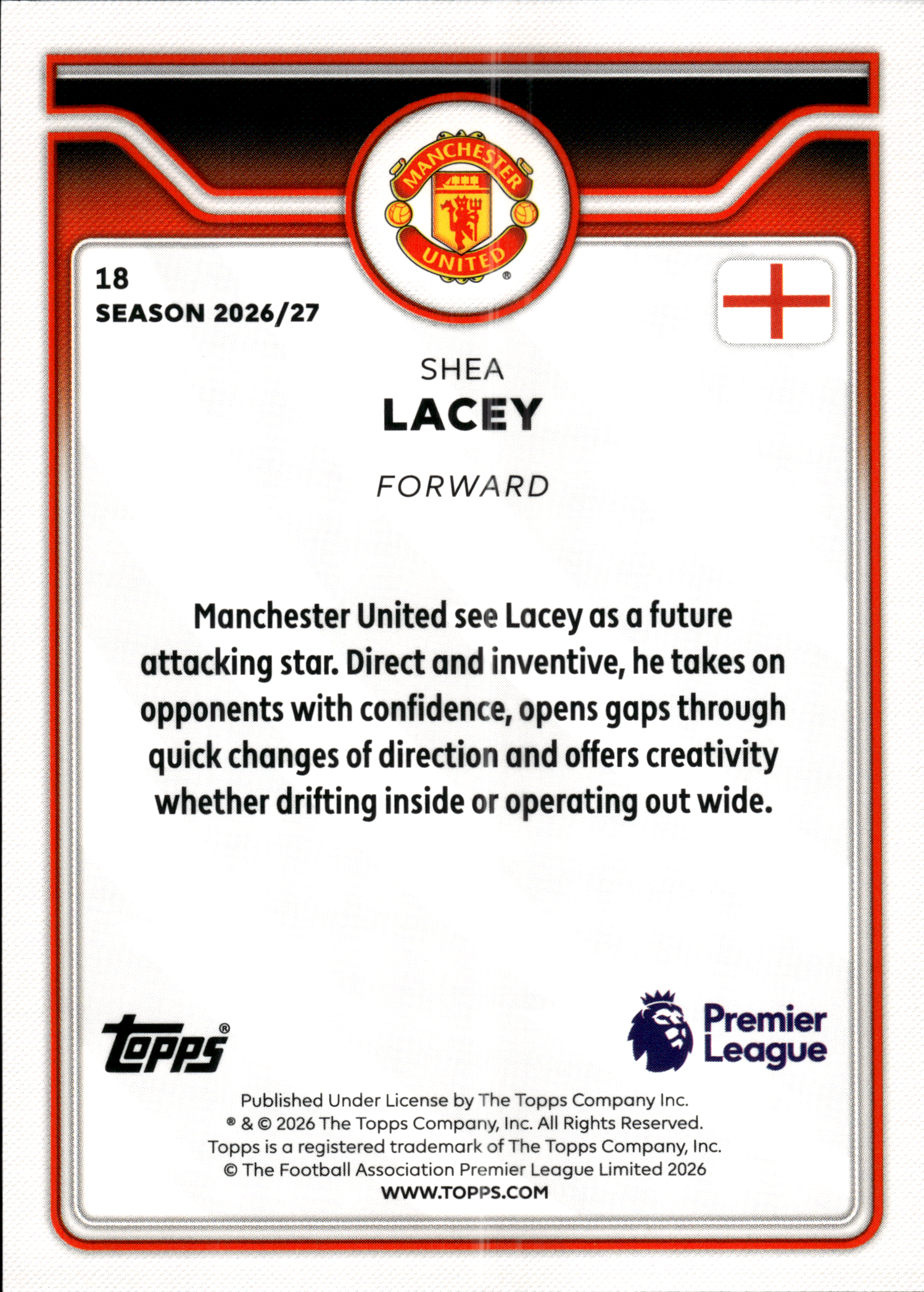 Shea Lacey - Topps Flagship Premier League Future Stars 2026-27, Nr. 18
