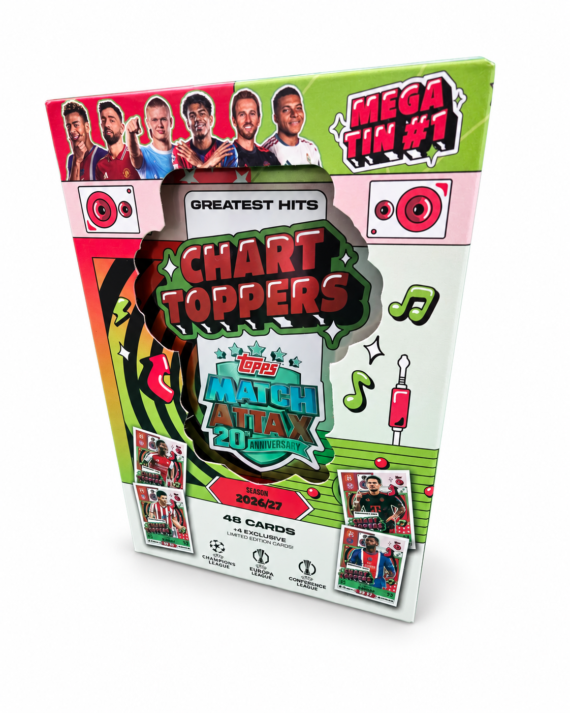 Topps Match Attax UEFA Club Competitions 2026/2027 Mega Tin #1 Chart Toppers – ungeöffnete Sammeldose mit 48 Karten