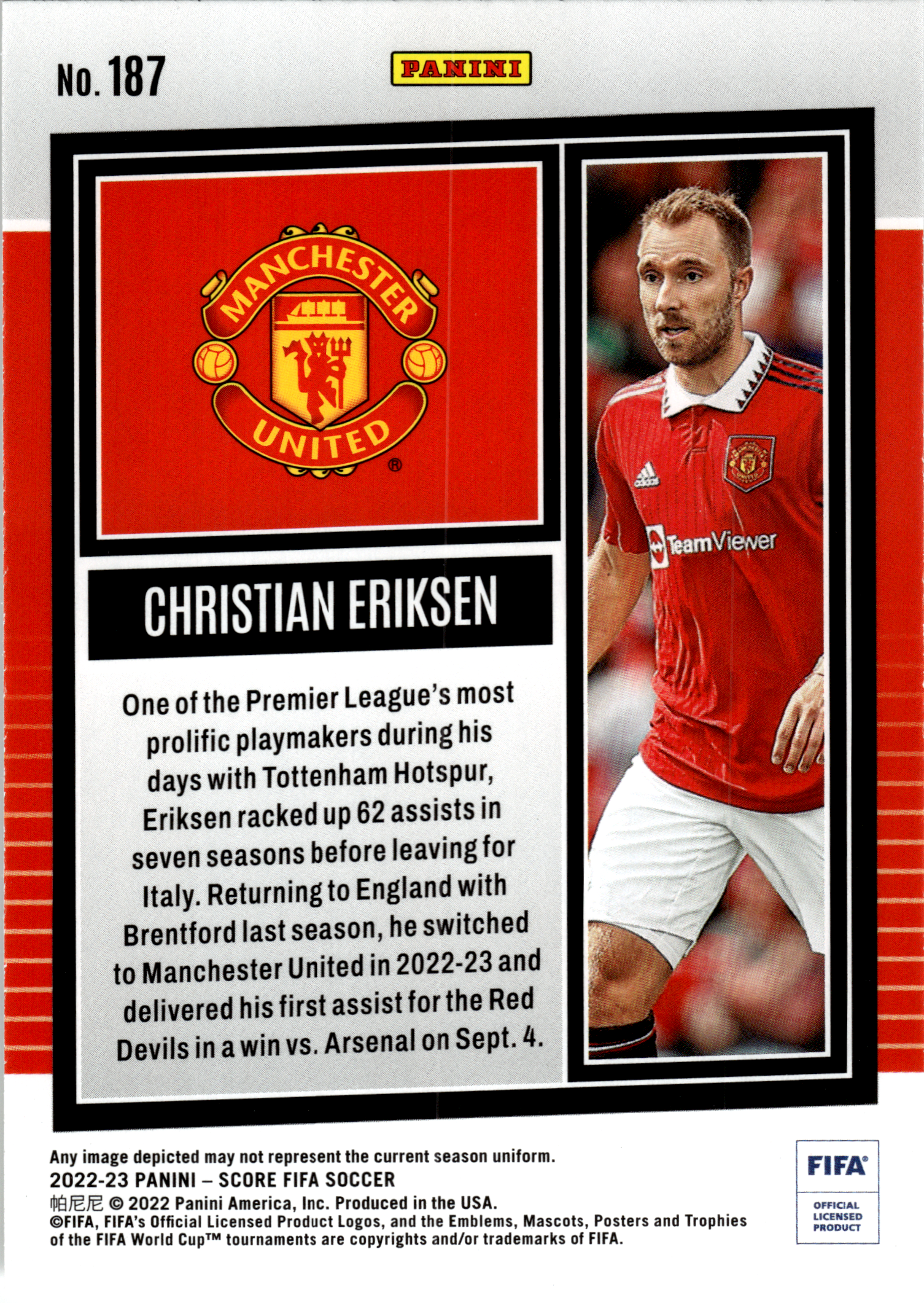 Christian Eriksen - Panini Score FIFA Soccer 2022-23, Nr. 187