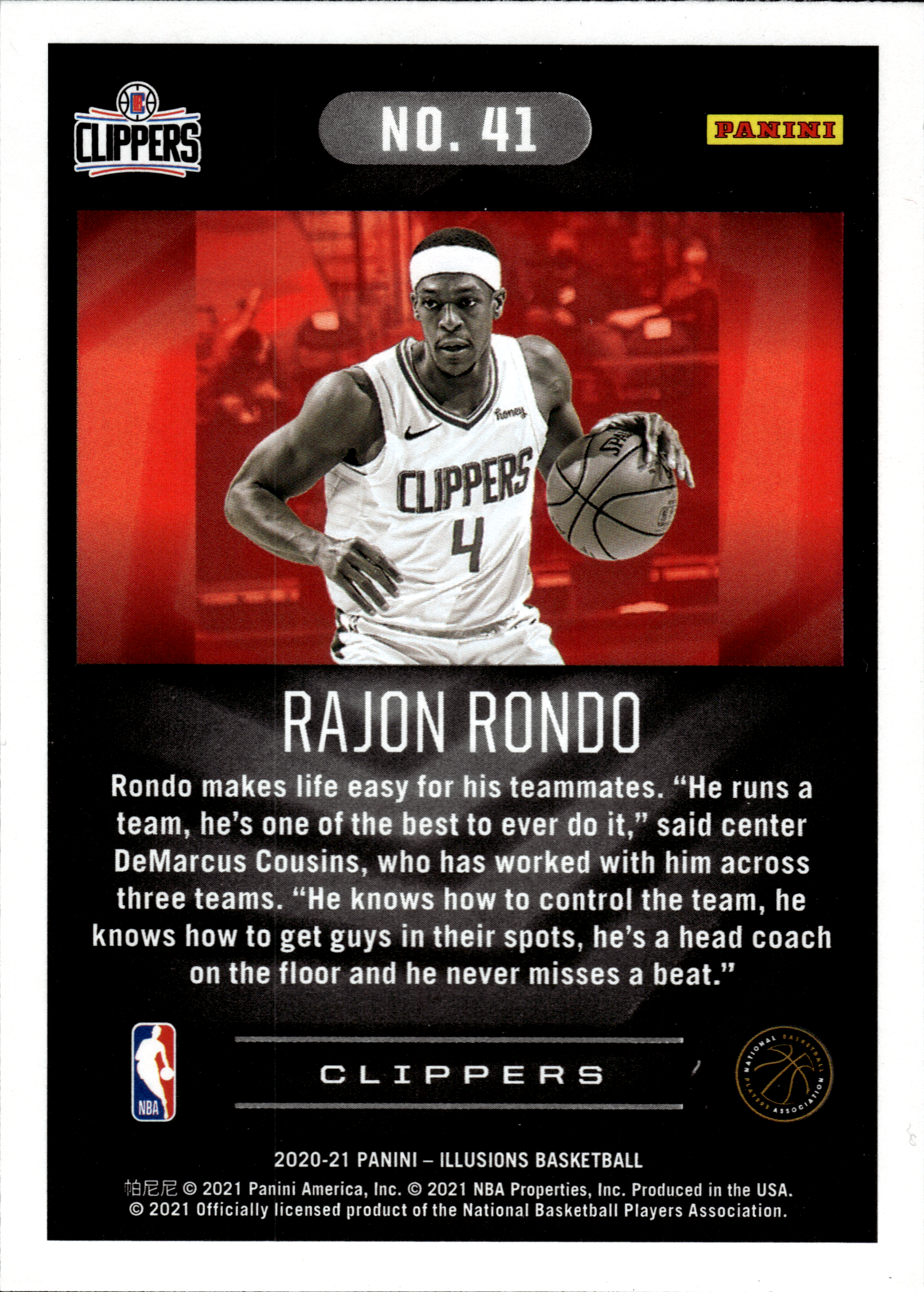 Rajon Rondo - Panini Illusions Base Set 2020-21, Nr. 41 – Trophy Collection Orange