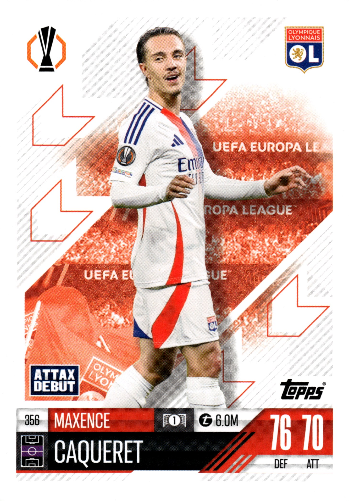 Maxence Caqueret - Topps Match Attax UEFA Club Competitions Attax Debutant 2024-25, Nr. 356 (Art.-Nr. SG107961)
