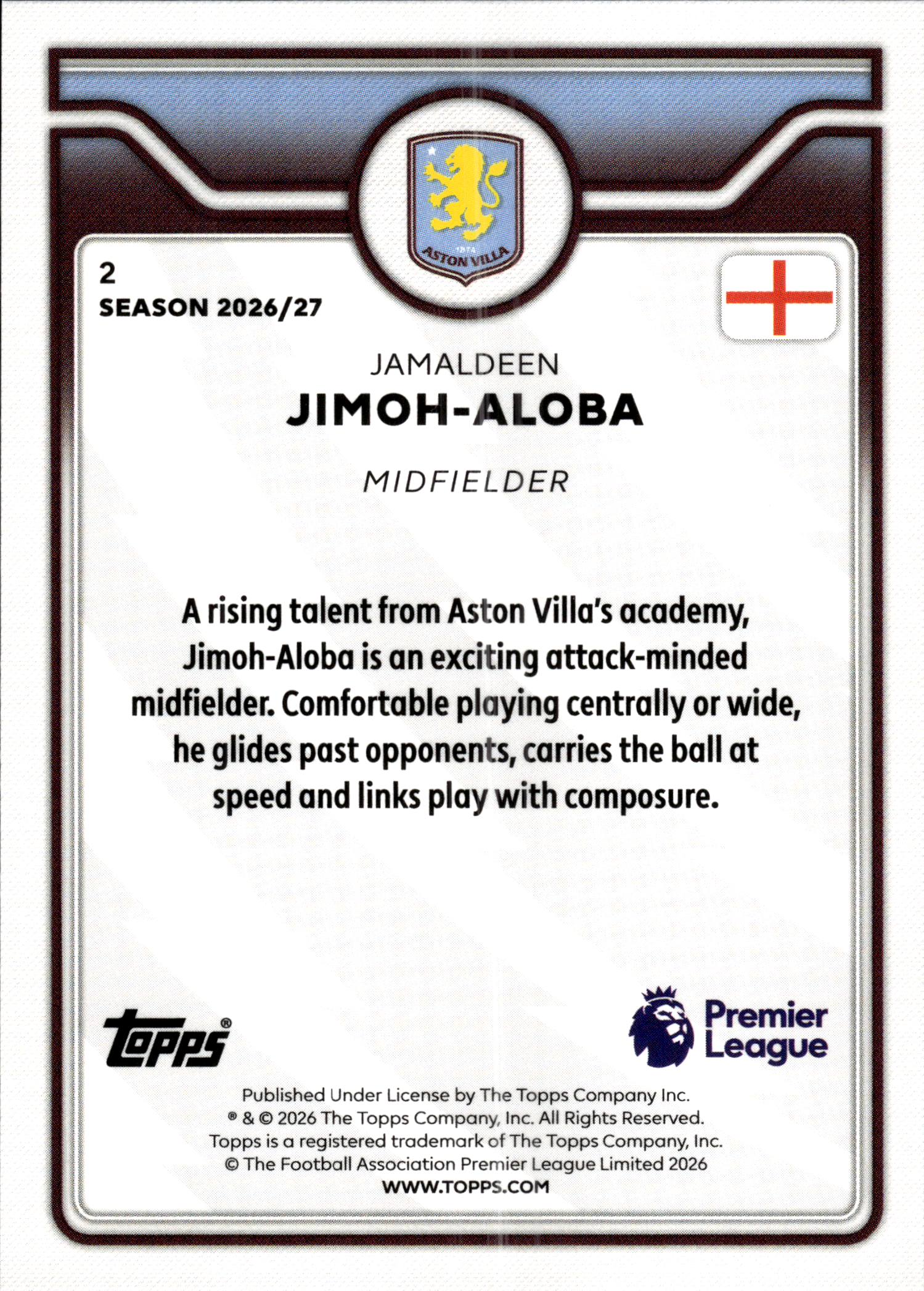 Jamaldeen Jimoh-Aloba - Topps Flagship Premier League Future Stars 2026-27, Nr. 2