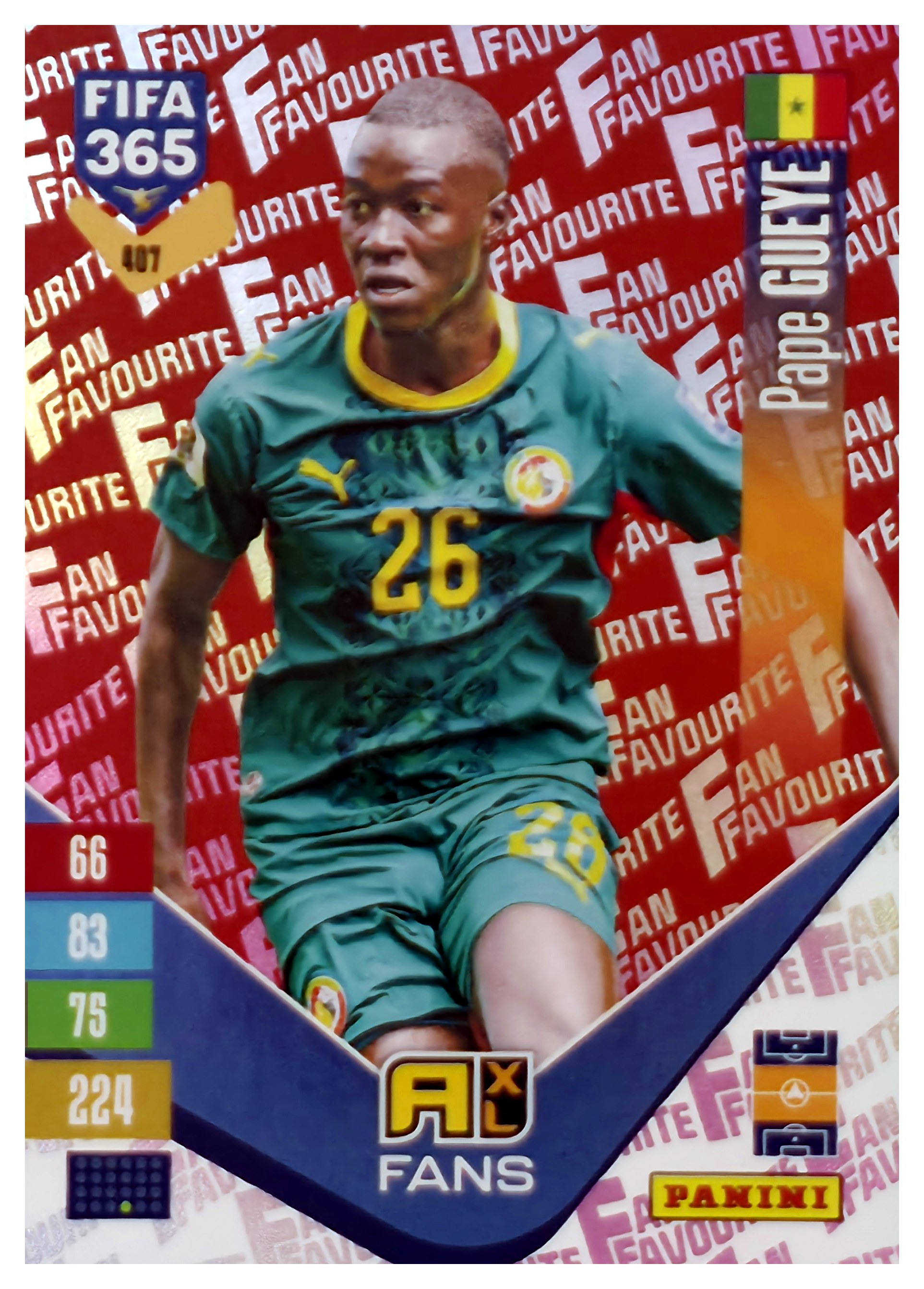 Pape Gueye - Panini Adrenalyn XL FIFA 365 Fan Favourites 2026-27, Nr. 407 – Red, Insert (Art.-Nr. SG110608)