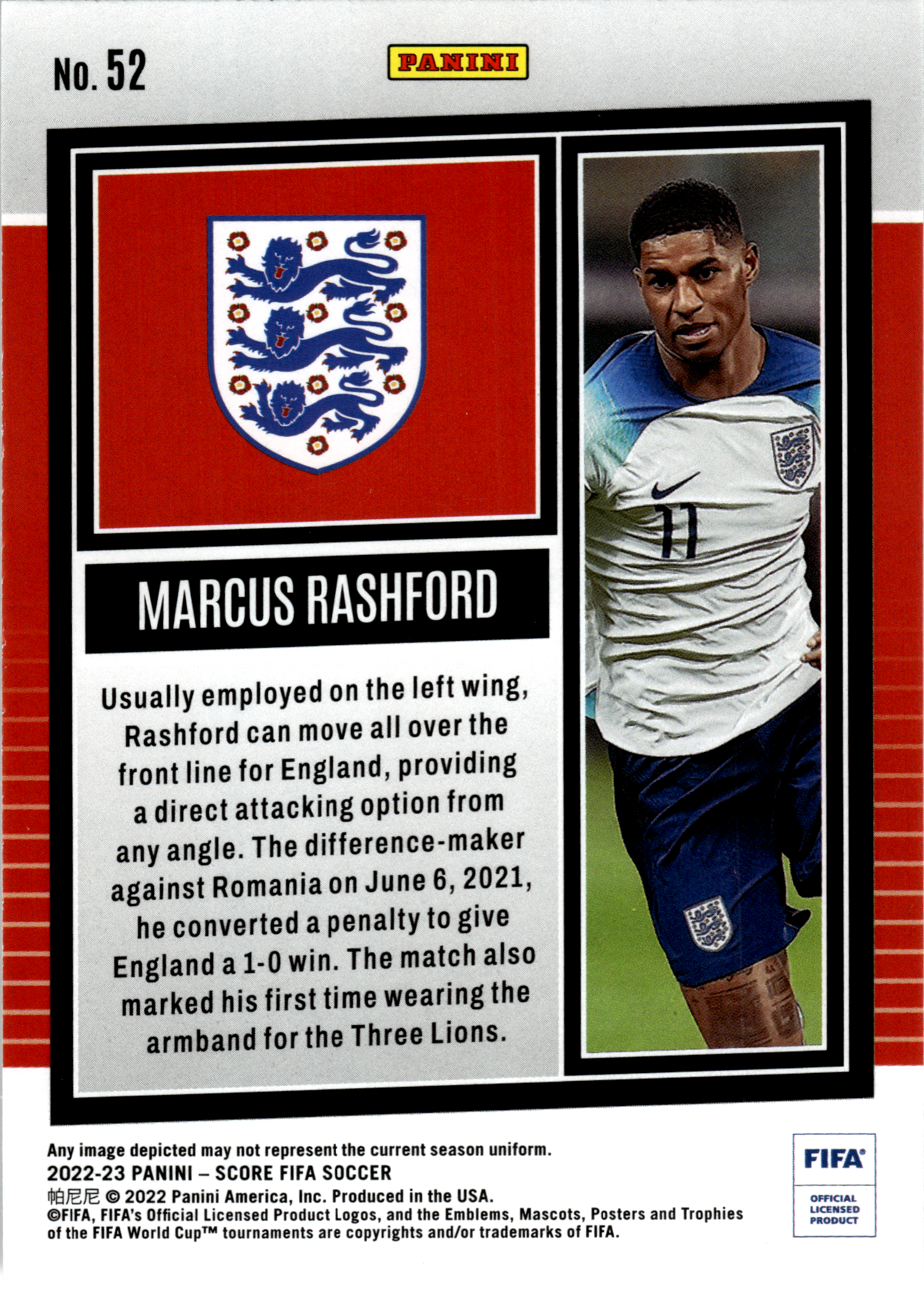 Marcus Rashford - Panini Score FIFA Soccer 2022-23, Nr. 52