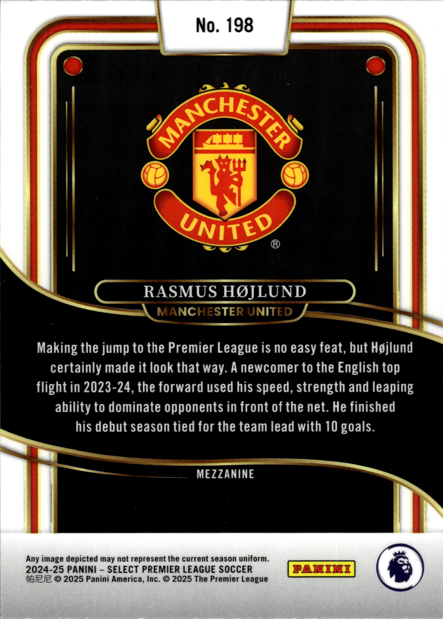 Rasmus Højlund - Panini Select Premier League Mezzanine 2024-25, Nr. 198