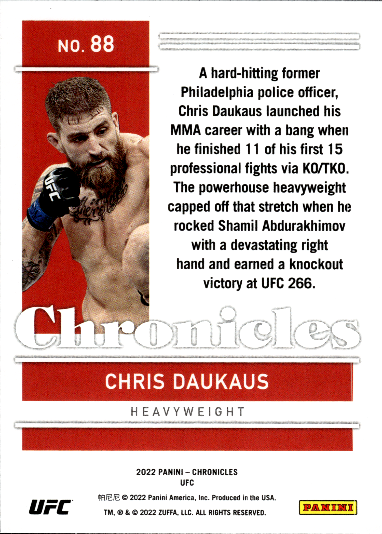 Chris Daukaus - Panini Chronicles UFC Base Set 2022, Nr. 88
