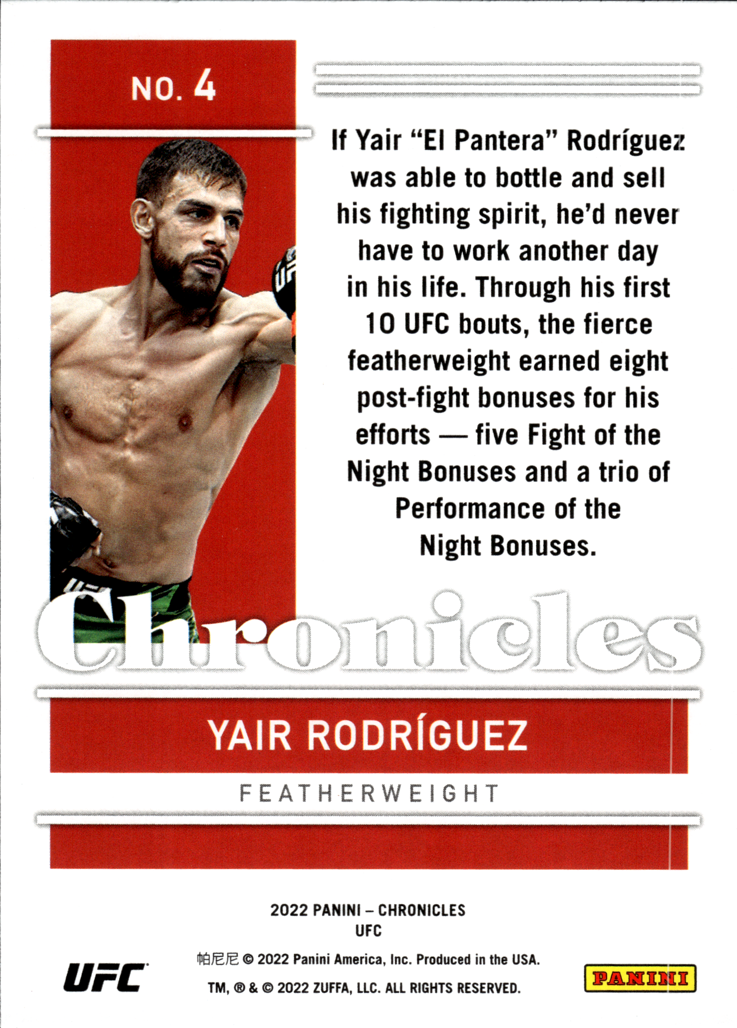 Yair Rodríguez - Panini Chronicles UFC Base Set 2022, Nr. 4