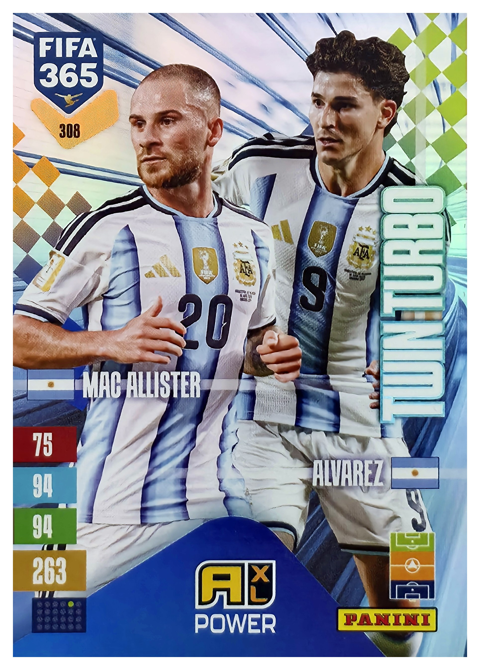 Alexis Mac Allister / Julián Álvarez - Panini Adrenalyn XL FIFA 365 Twin Turbo 2026-27, Nr. 308 – Insert (Art.-Nr. SG110694)