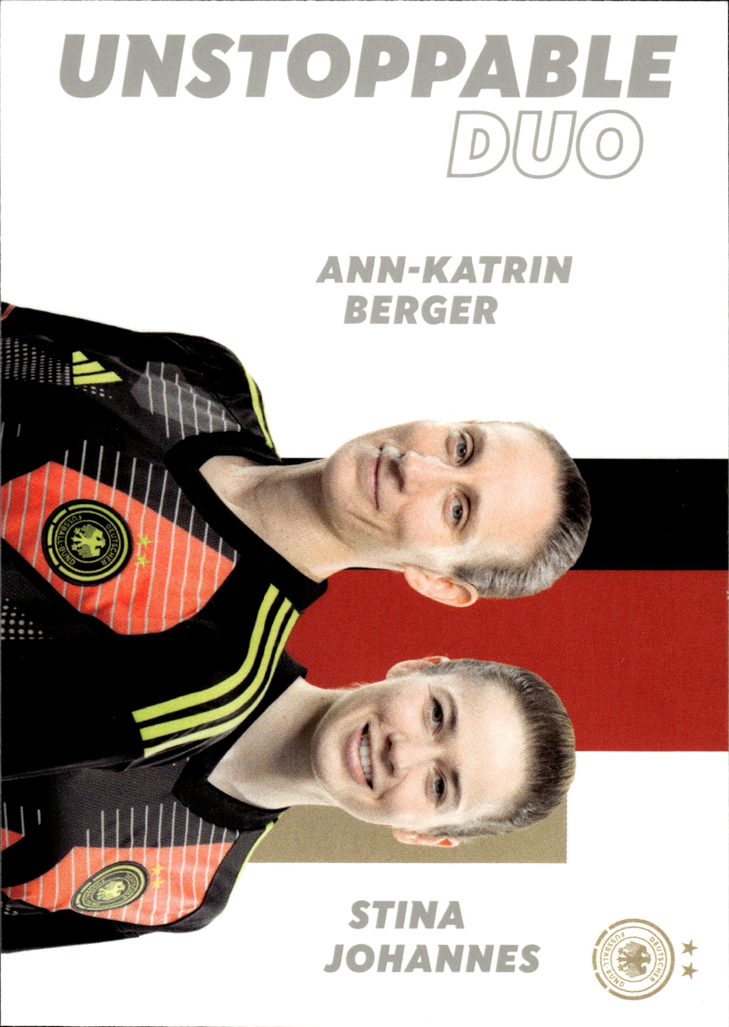 Ann-Katrin Berger & Stina Johannes - Panini DFB-Frauen Team-Set Unstoppable Duo 2025, Nr. DUO-01 – Insert (Art.-Nr. SG109847)