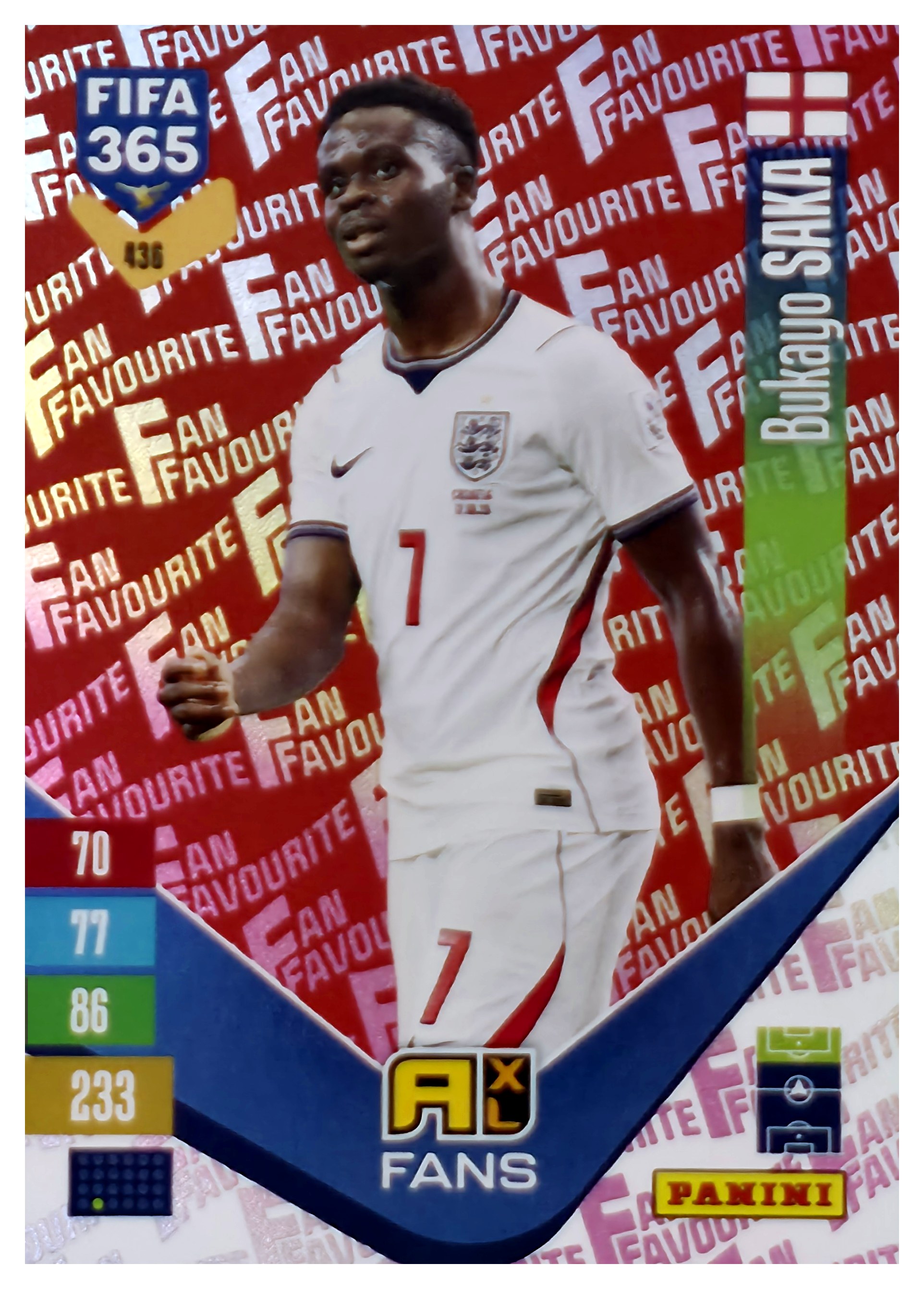 Bukayo Saka - Panini Adrenalyn XL FIFA 365 Fan Favourites 2026-27, Nr. 436 – Red, Insert (Art.-Nr. SG110606)