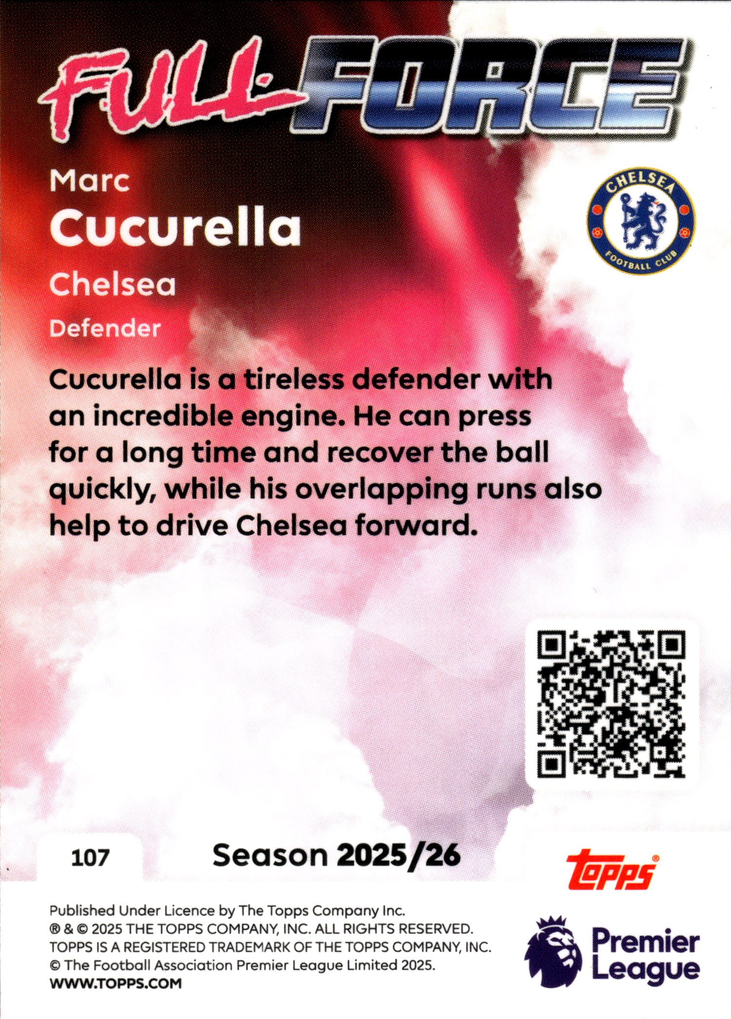 Marc Cucurella - Topps Match Attax Premier League Full Force 2025-26, Nr. 107
