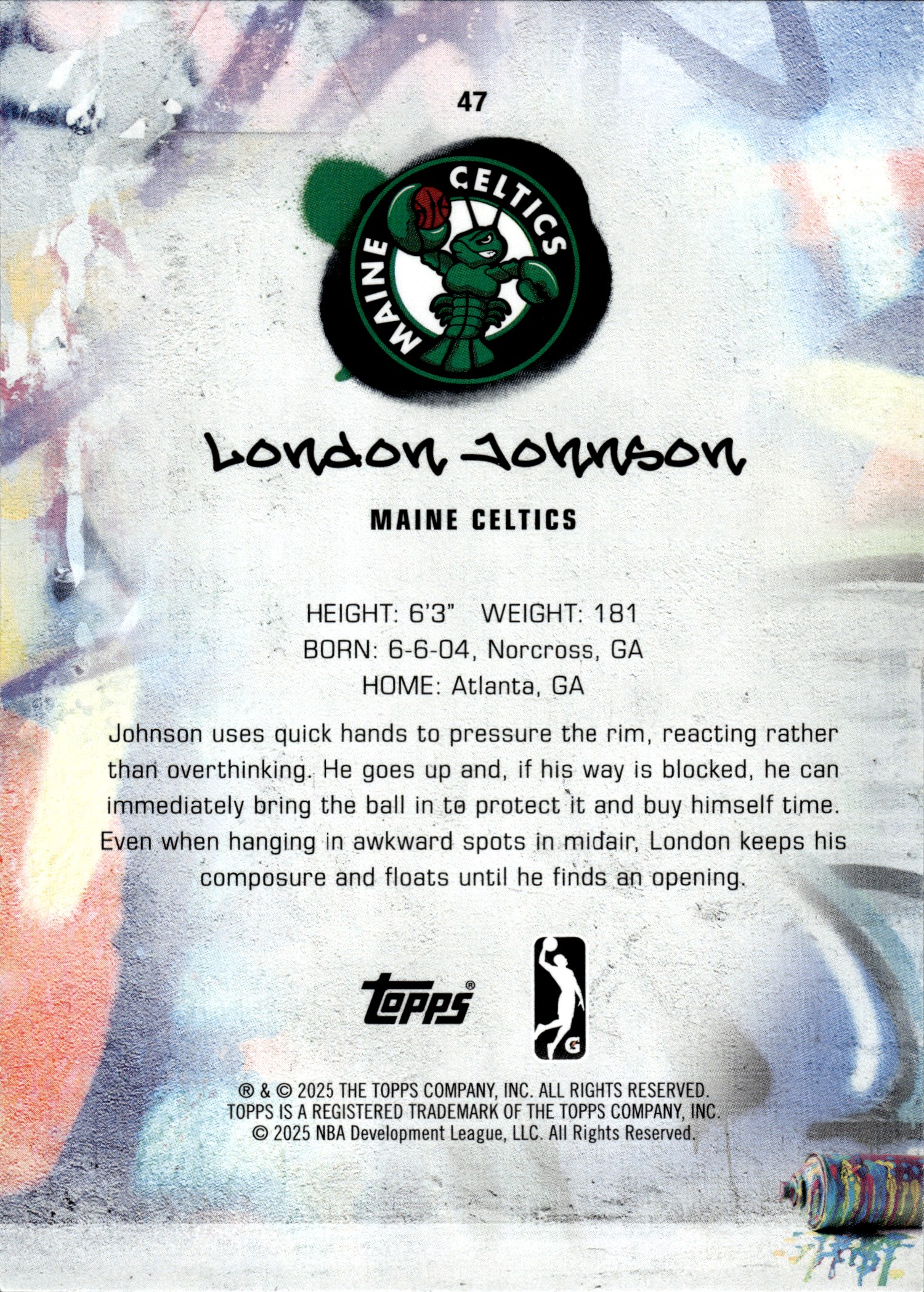 London Johnson - Topps G League Base Set 2024-25, Nr. 47