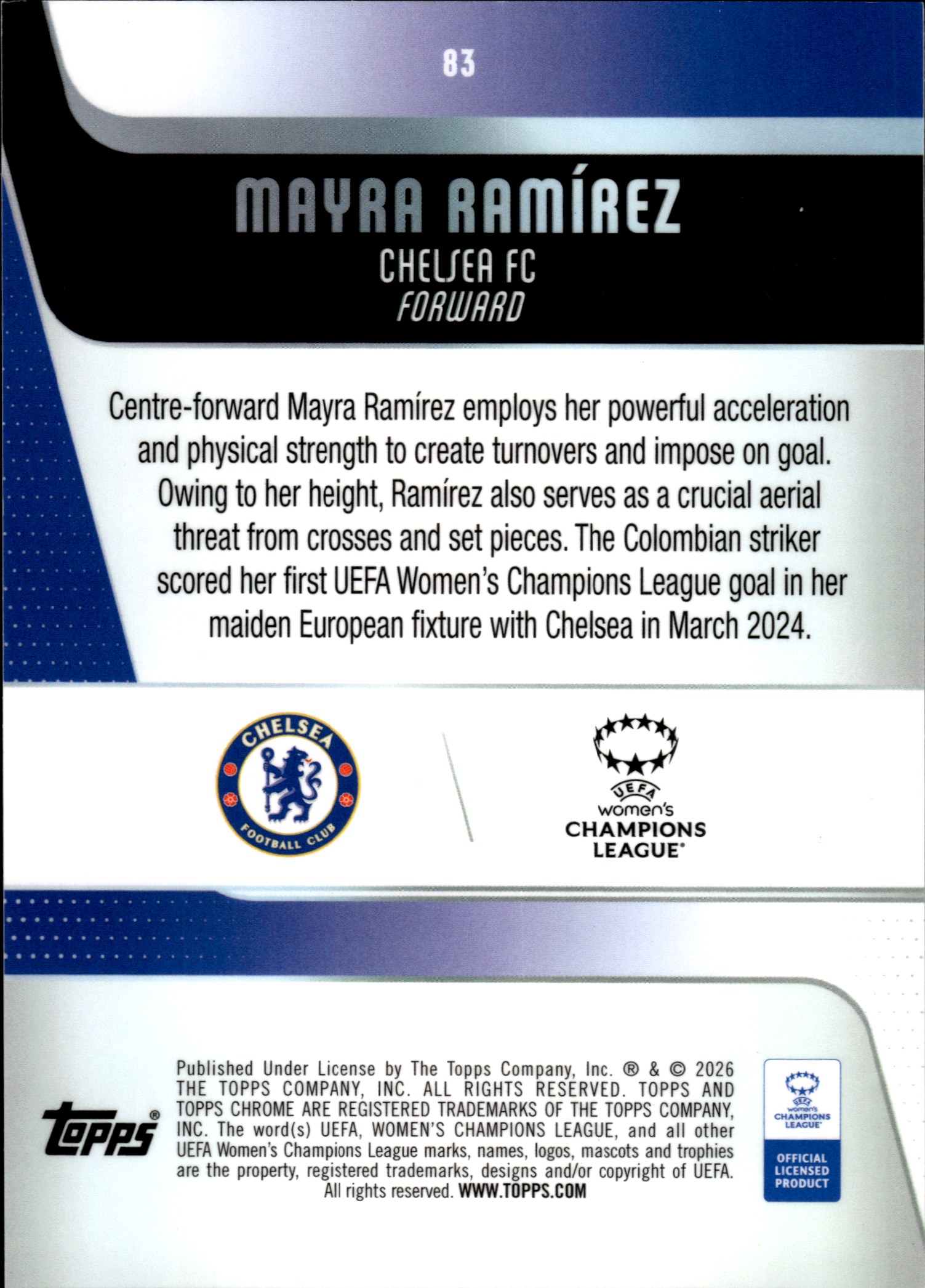Mayra Ramírez - Topps Chrome UEFA Women's Champions League Base Set 2025-26, Nr. 83