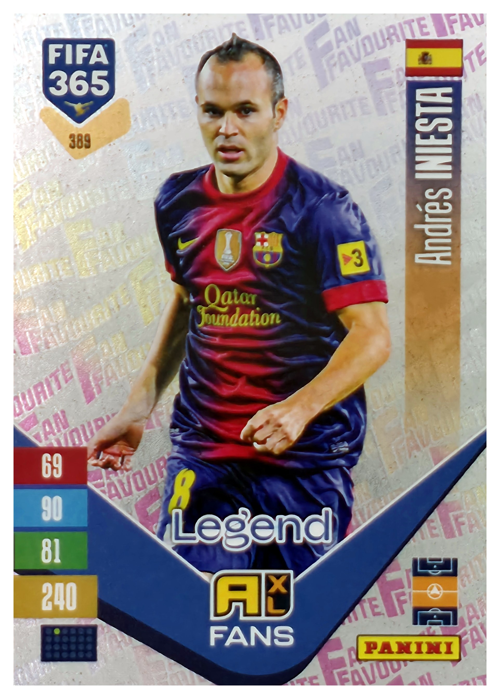 Andrés Iniesta - Panini Adrenalyn XL FIFA 365 Fan Favourites 2026-27, Nr. 389 – Insert (Art.-Nr. SG110536)