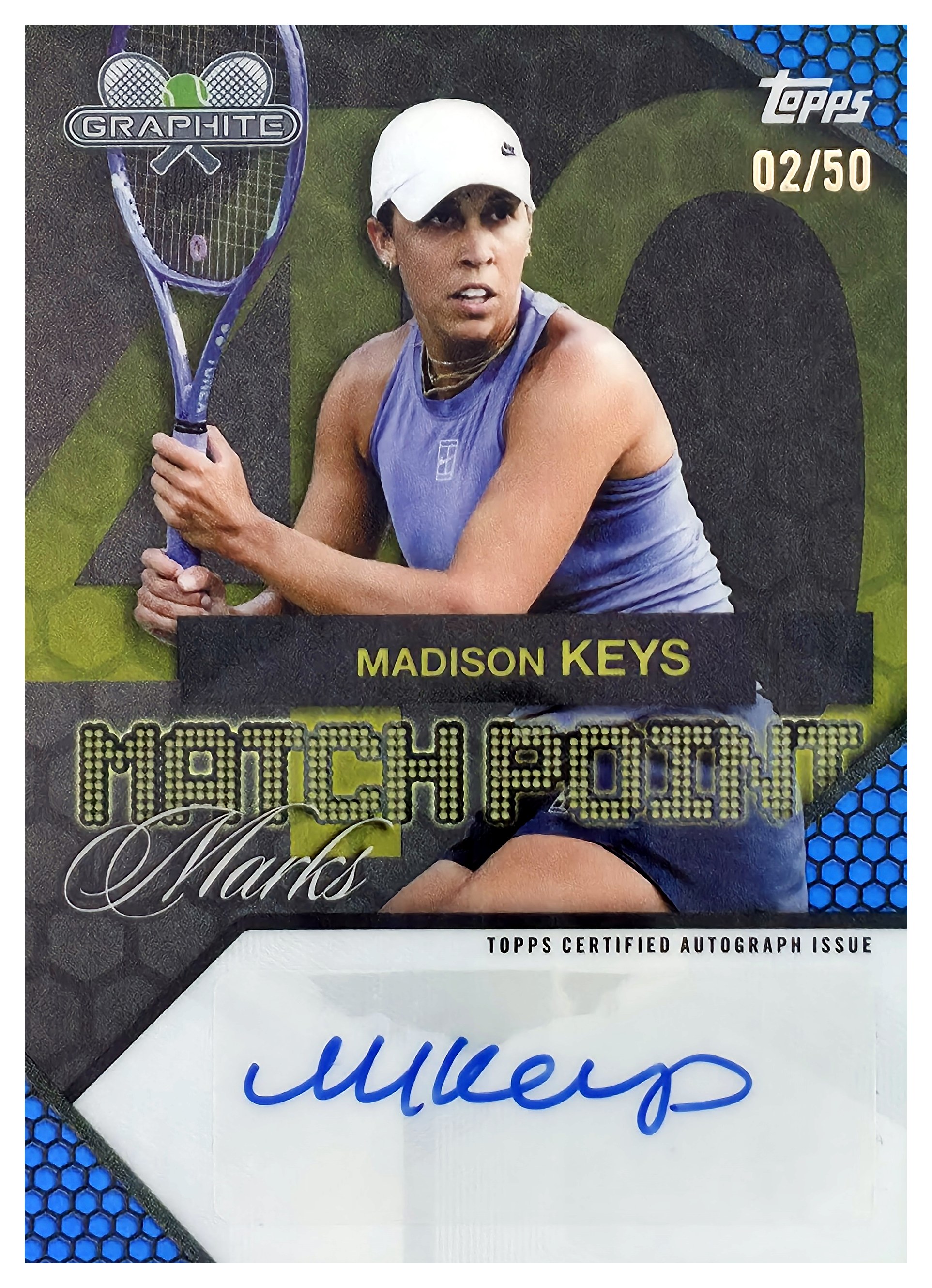 Madison Keys - Topps Graphite Tennis Match Point Marks 2026, Nr. MPM-MK – Autogramm, Nummeriert, Blue Refractor (Art.-Nr. SG109055)