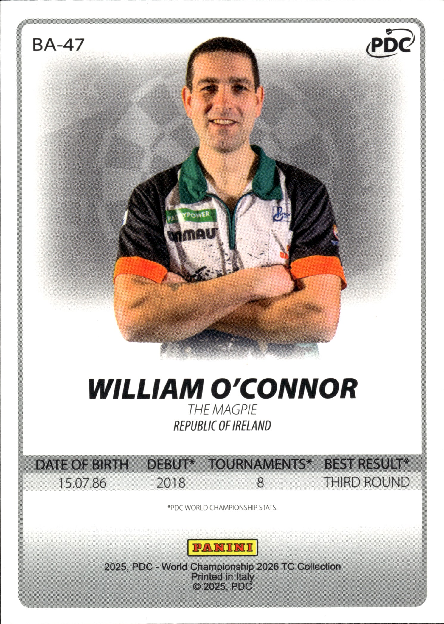 William O'Connor - Panini PDC World Championship TC Collection Base Set 2026, Nr. BA-47