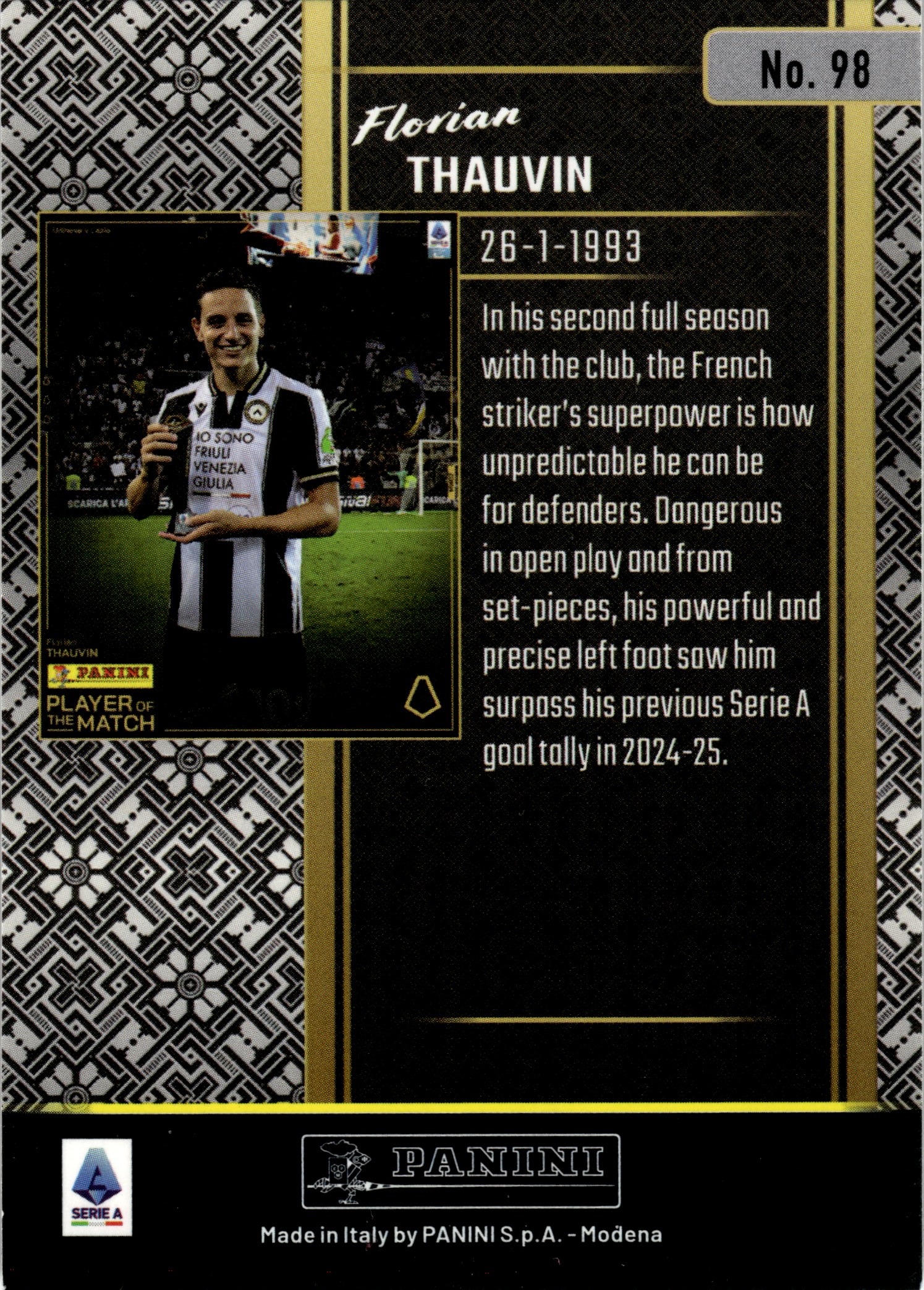 Florian Thauvin - Panini Player of the Match Base Set 2024-25, Nr. 98