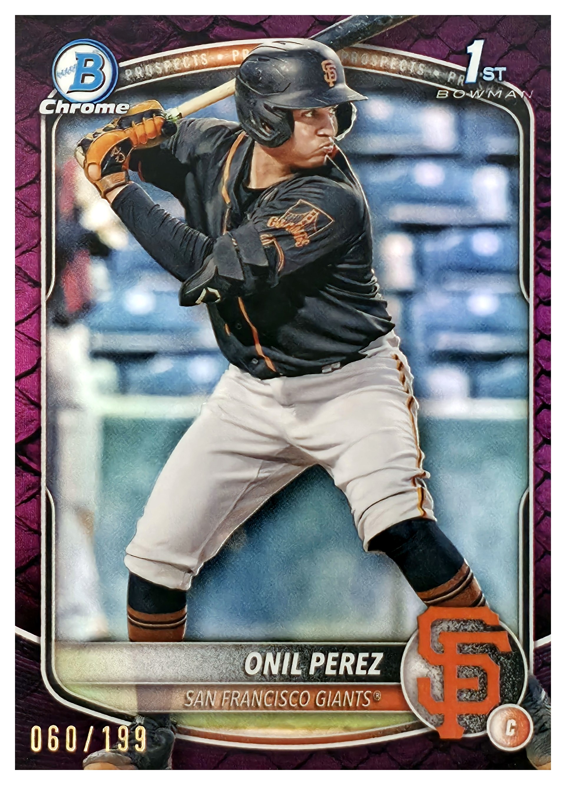 Onil Perez - Topps Bowman Chrome Prospects 2025, Nr. BCP-134 – Nummeriert, Reptilian Fuchsia Refractor (Art.-Nr. SG109072)