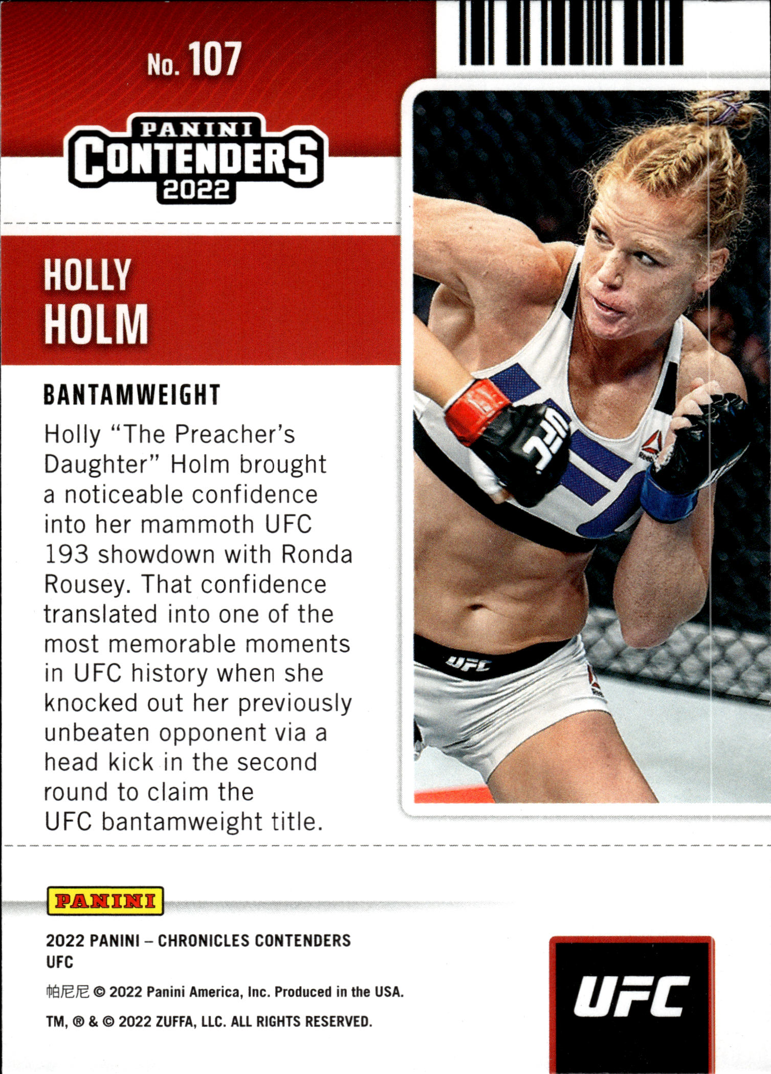 Holly Holm - Panini Chronicles UFC Contenders Season Ticket 2022, Nr. 107