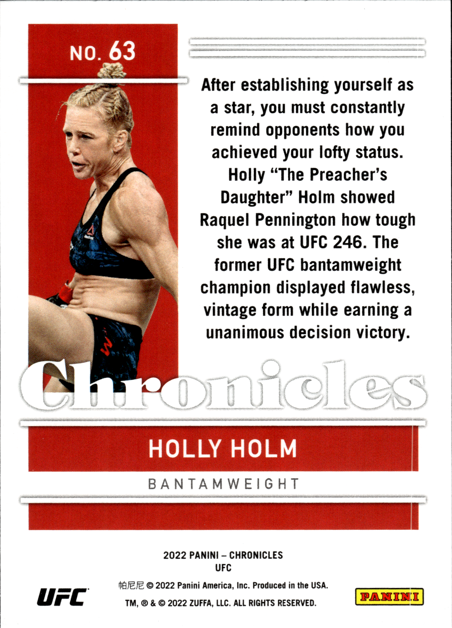Holly Holm - Panini Chronicles UFC Base Set 2022, Nr. 63