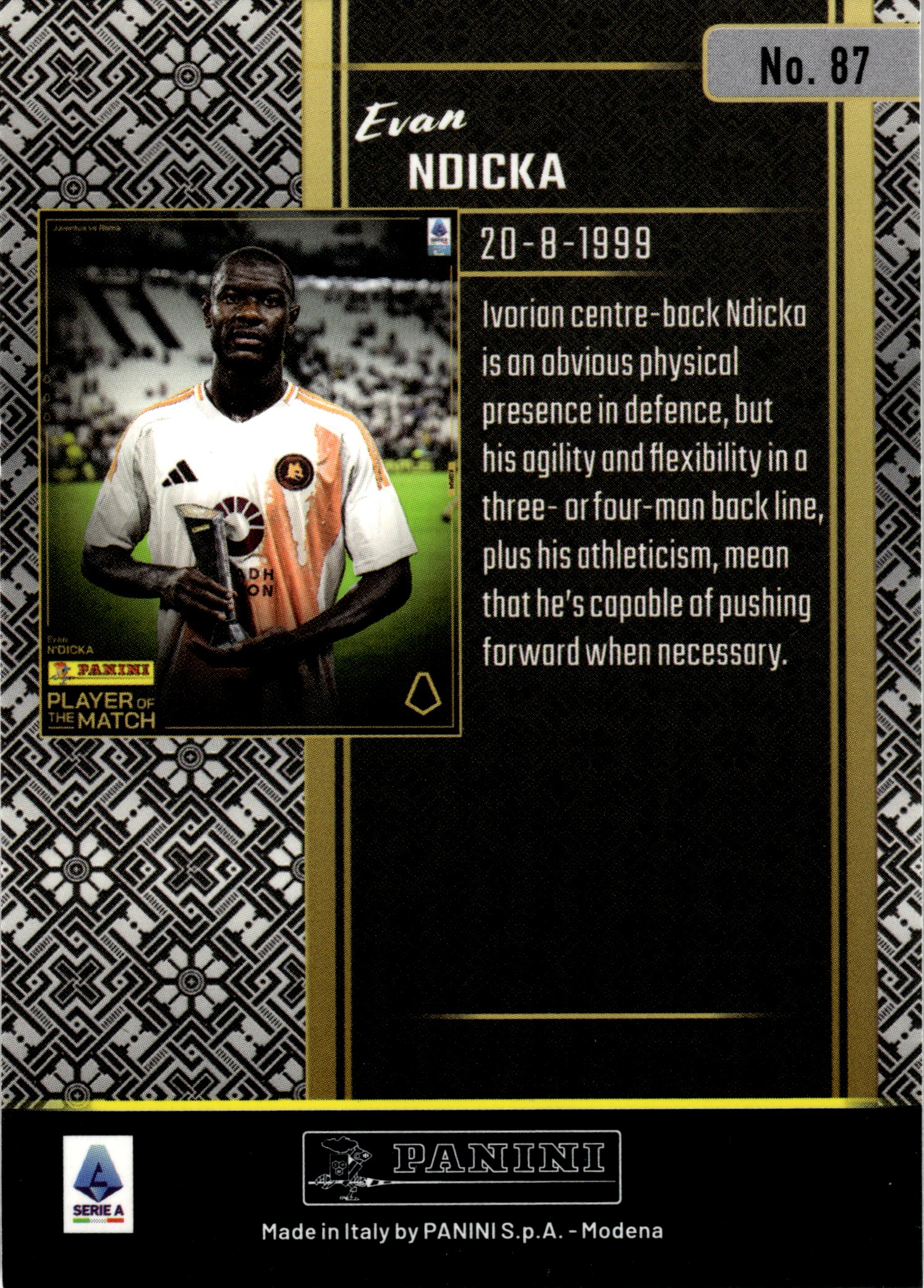 Evan Ndicka - Panini Player of the Match Base Set 2024-25, Nr. 87
