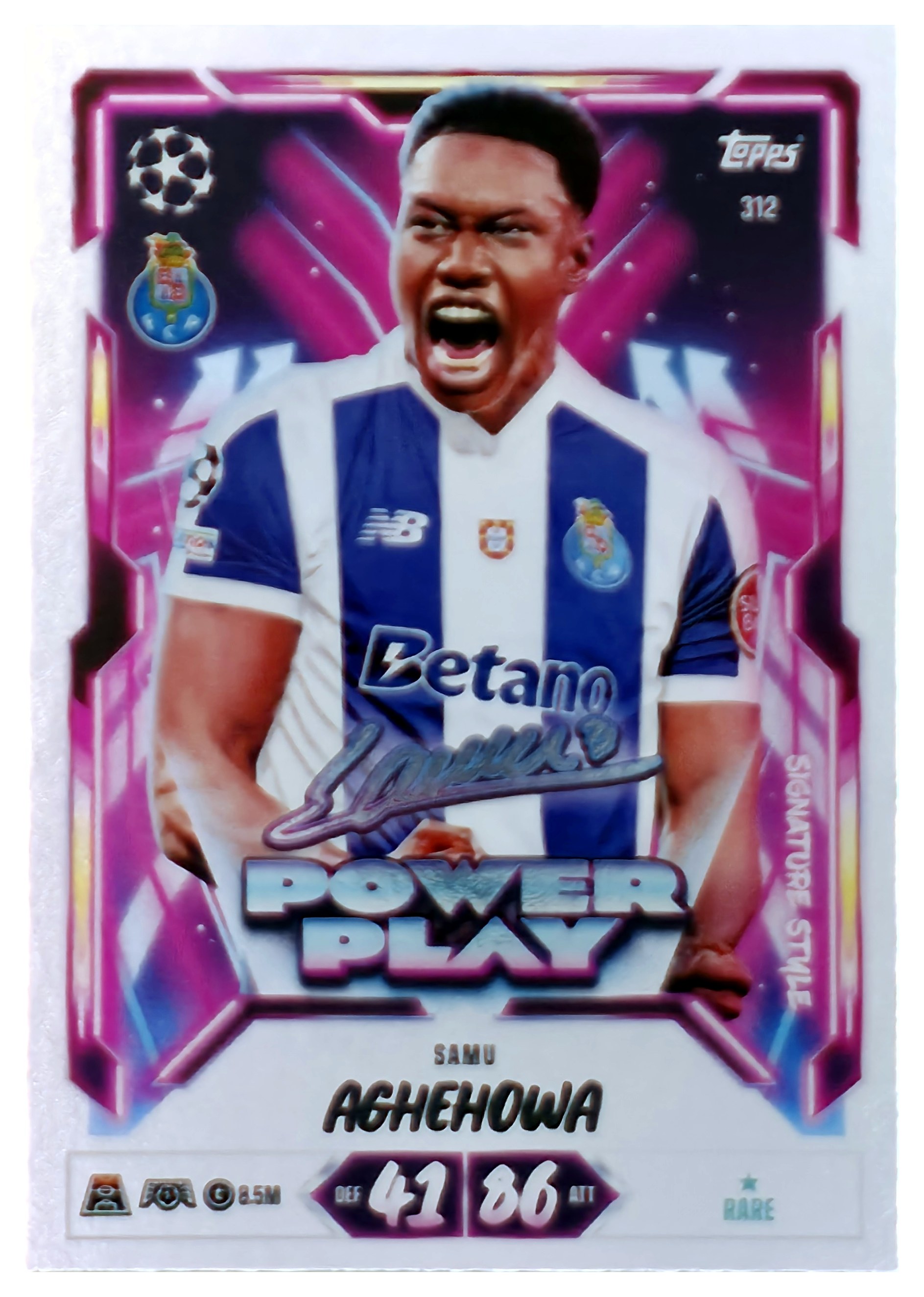 Samu Aghehowa - Topps Match Attax UEFA Club Competitions Power Play Signature Style 2026-27, Nr. 312 (Art.-Nr. SG107555)