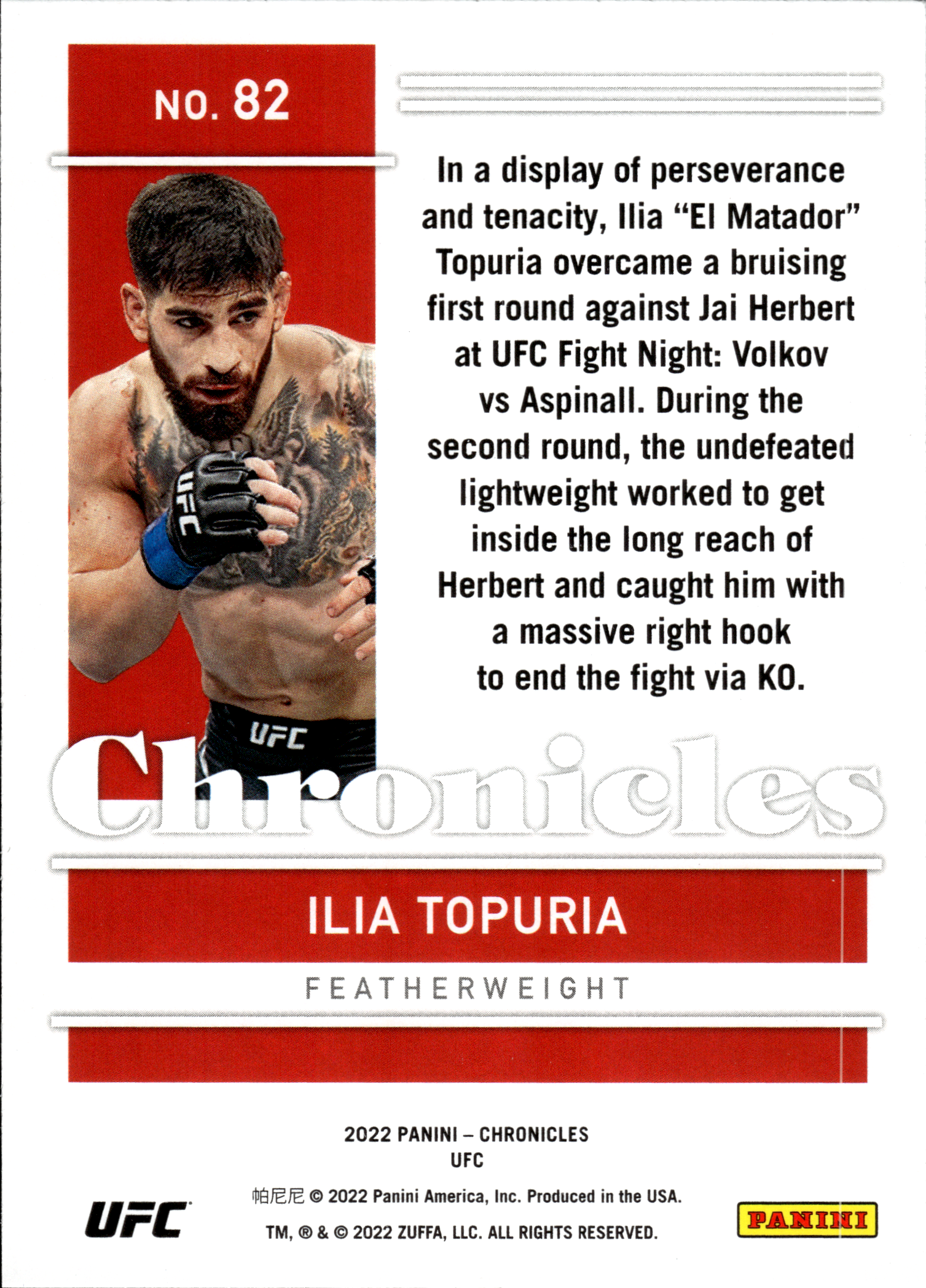 Ilia Topuria - Panini Chronicles UFC Base Set 2022, Nr. 82 – Bronze