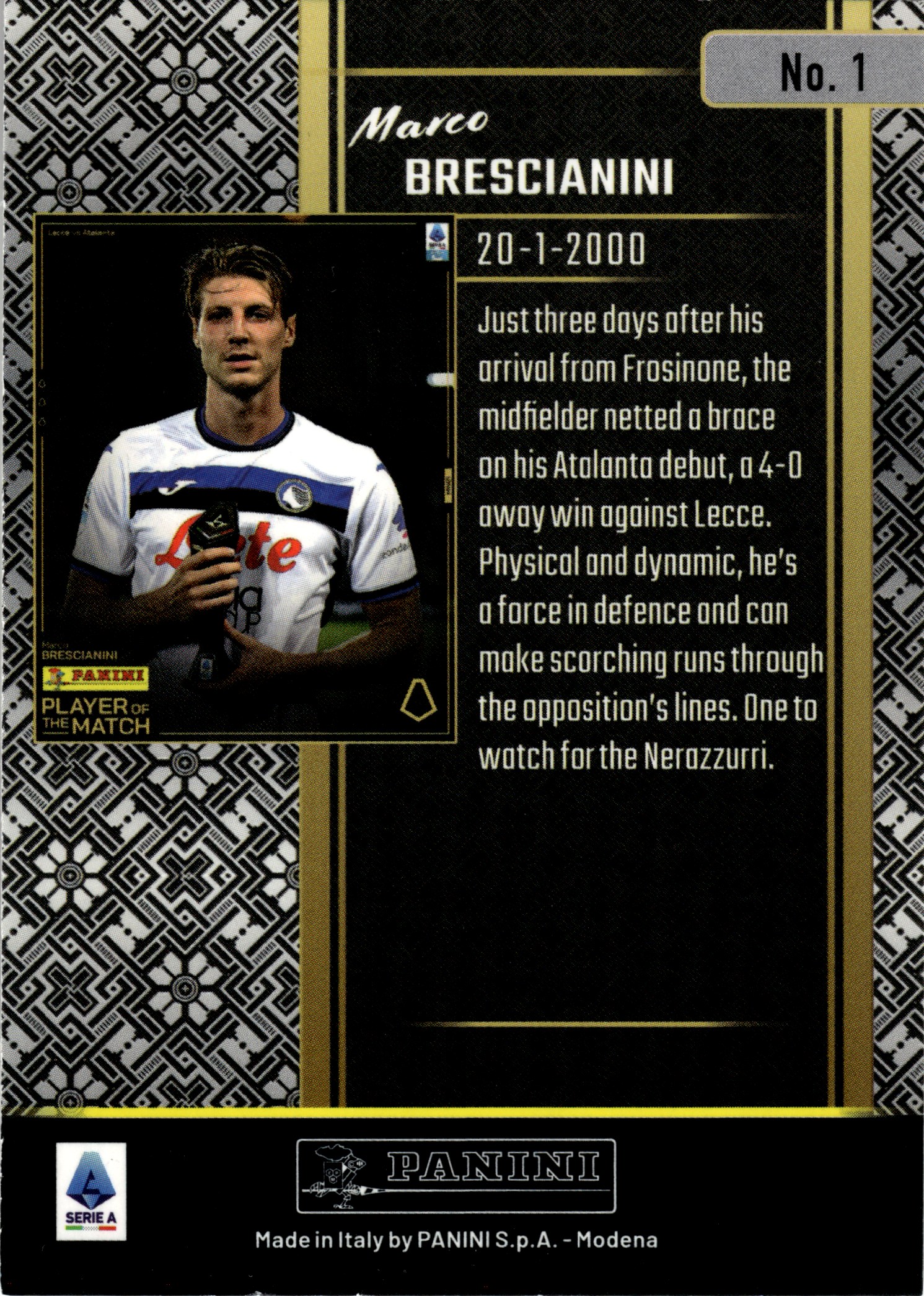 Marco Brescianini - Panini Player of the Match Base Set 2024-25, Nr. 1