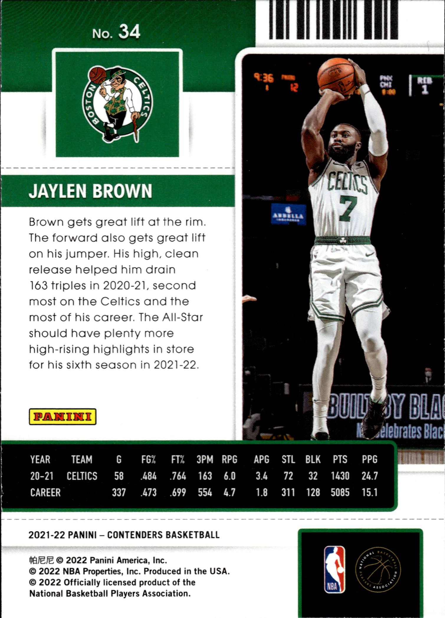 Jaylen Brown - Panini Contenders Season Ticket 2021-22, Nr. 34