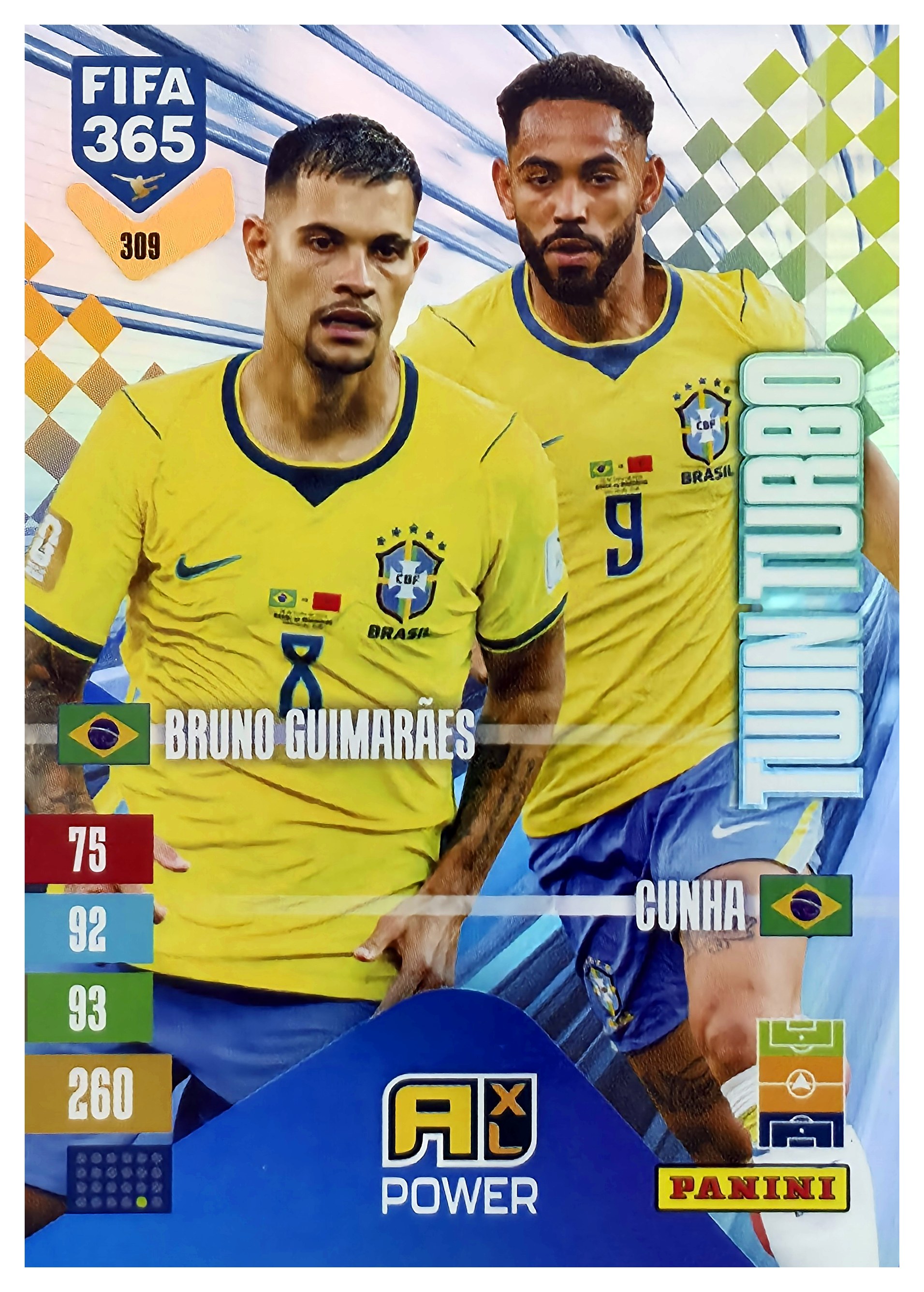 Bruno Guimarães / Matheus Cunha - Panini Adrenalyn XL FIFA 365 Twin Turbo 2026-27, Nr. 309 – Insert (Art.-Nr. SG110435)
