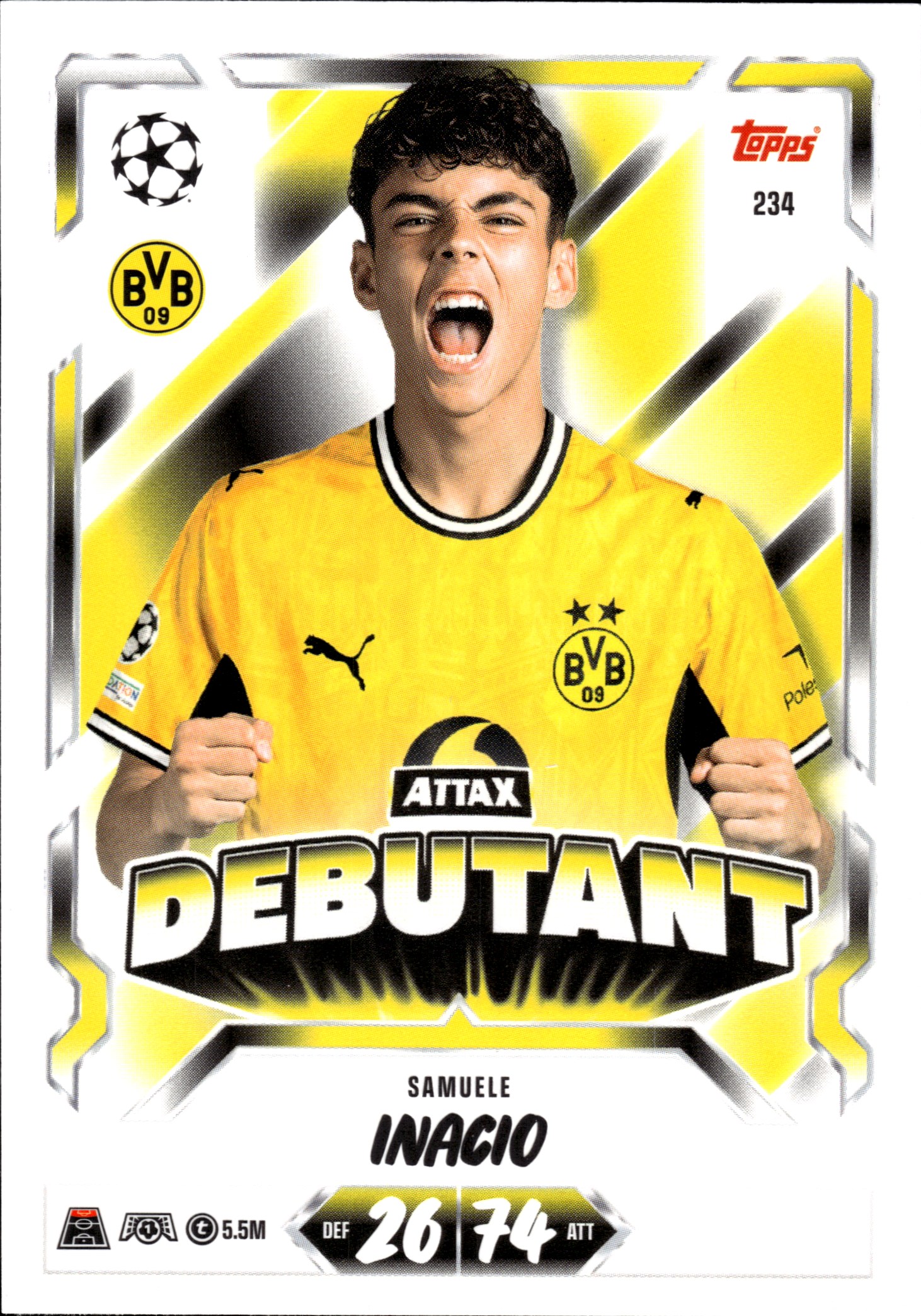 Samuele Inacio - Topps Match Attax UEFA Club Competitions Attax Debutant 2026-27, Nr. 234 (Art.-Nr. SG107148)