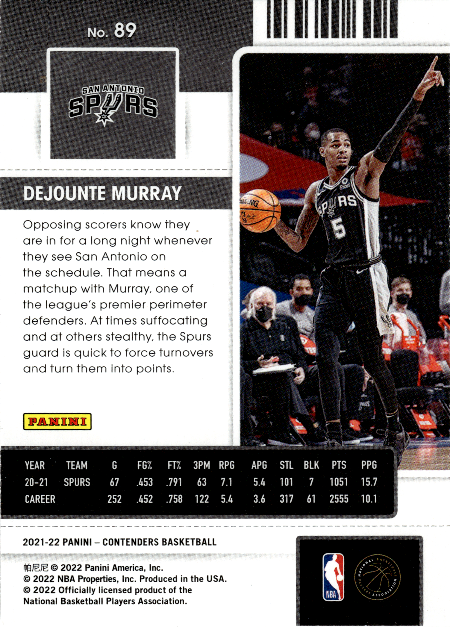 Dejounte Murray - Panini Contenders Season Ticket 2021-22, Nr. 89