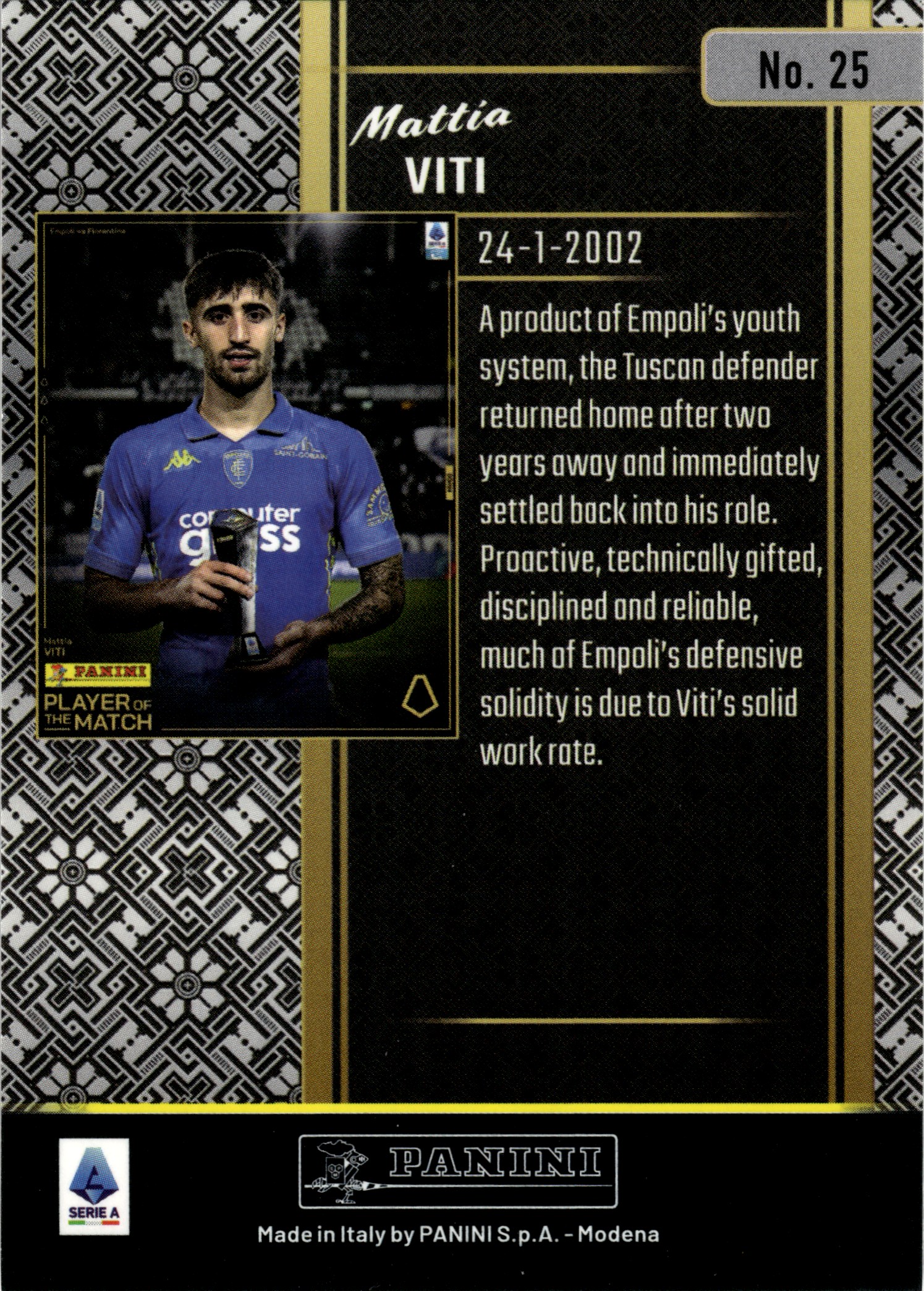 Mattia Viti - Panini Player of the Match Base Set 2024-25, Nr. 25